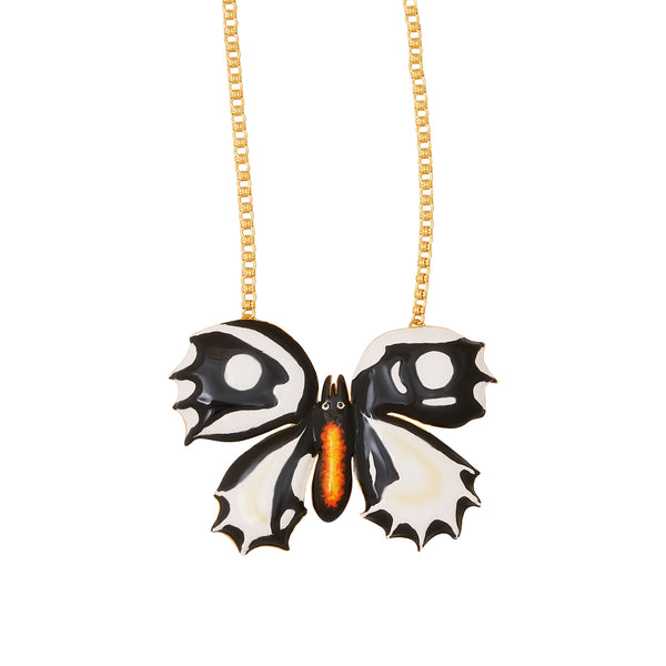 Black & White Butterfly Gold Chain Necklace