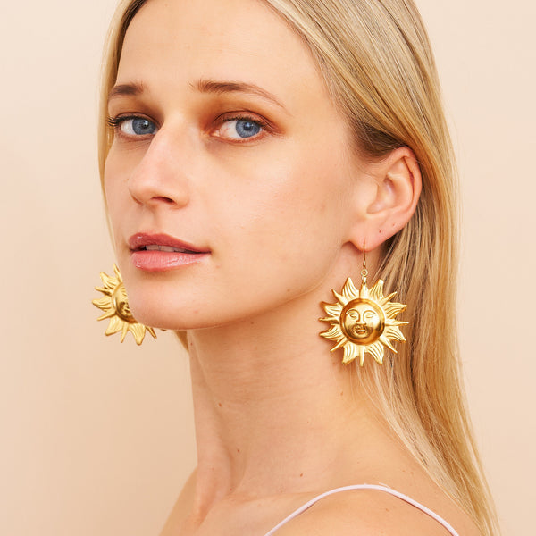 Gold Sunshine Fishhook Earrings