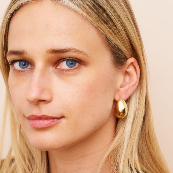 Polished Gold Dome Pierced Earrings