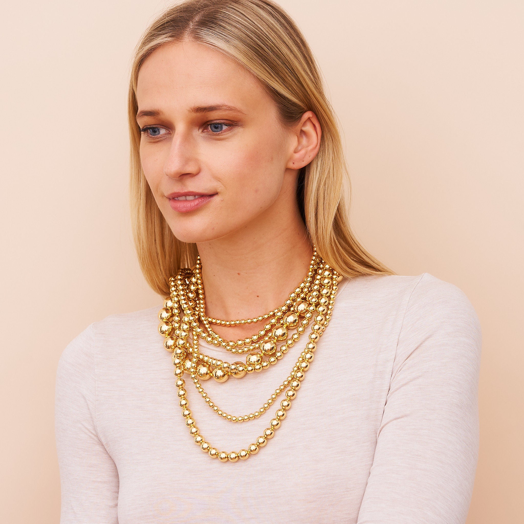 7 Row Gold Bead Necklace