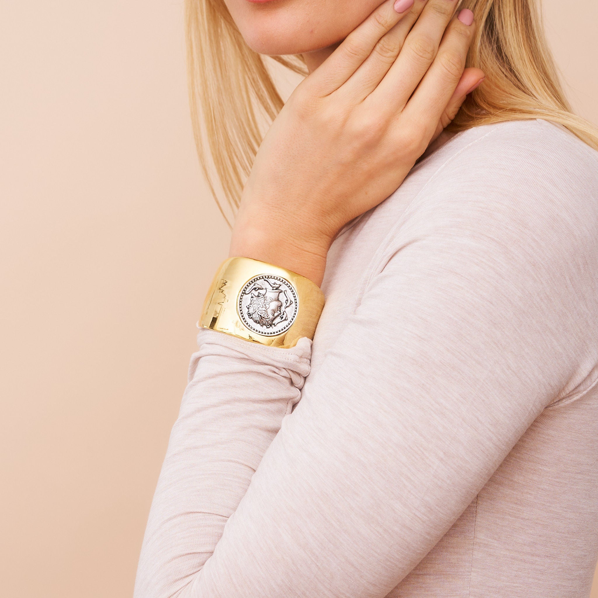 Polished Gold Coin Cuff