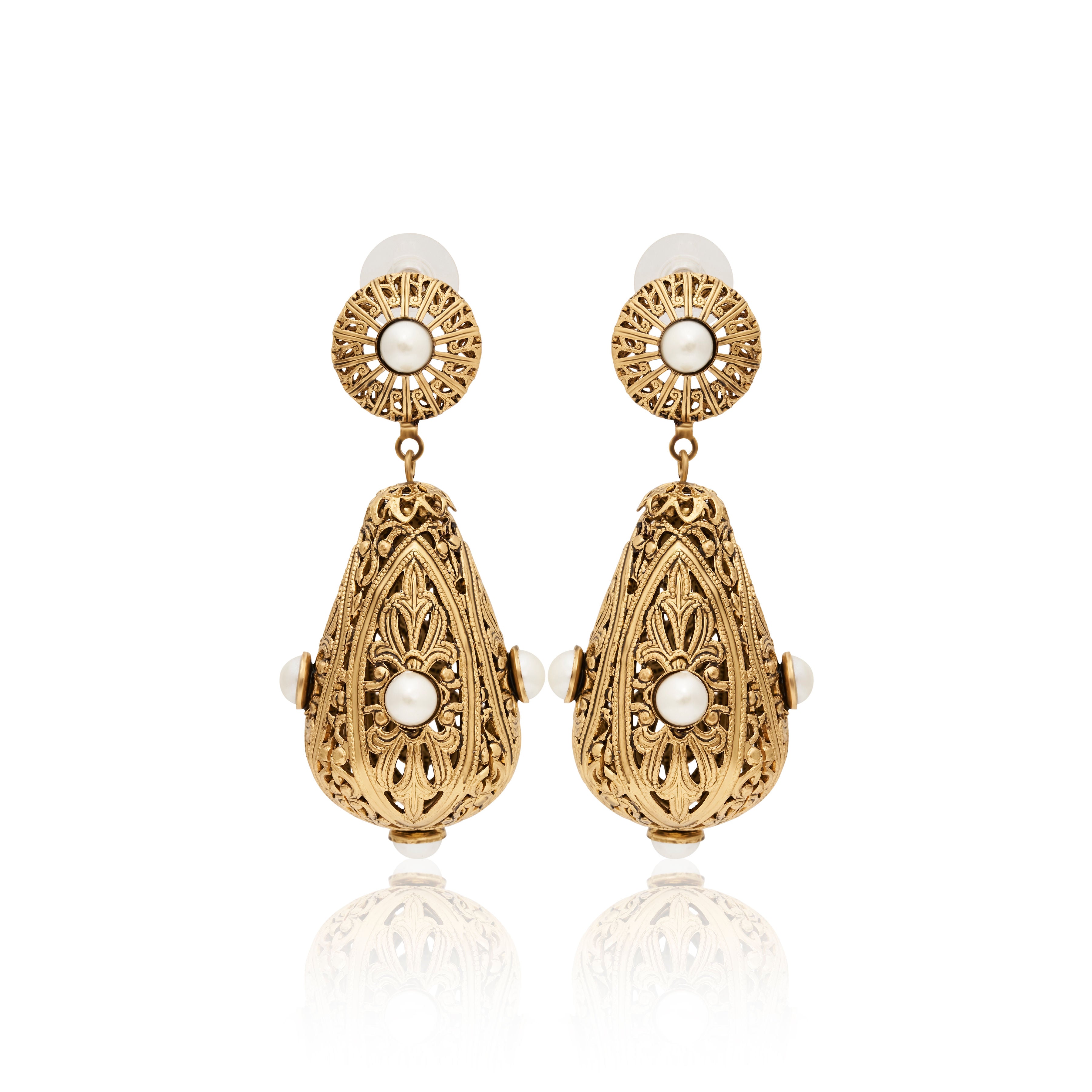 Pearl Filigree Drop Earrings