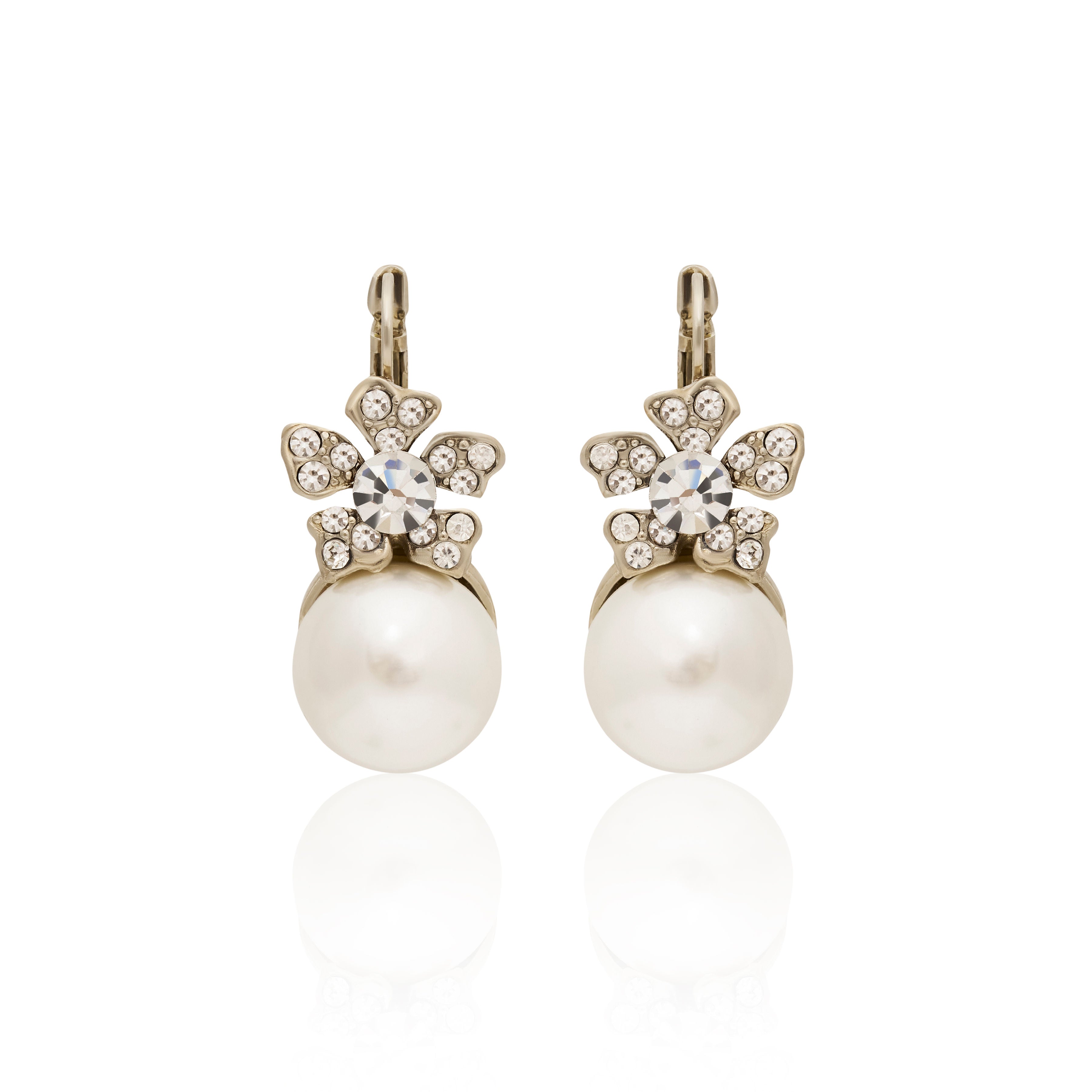 Pearl Flower Eurowire Earrings