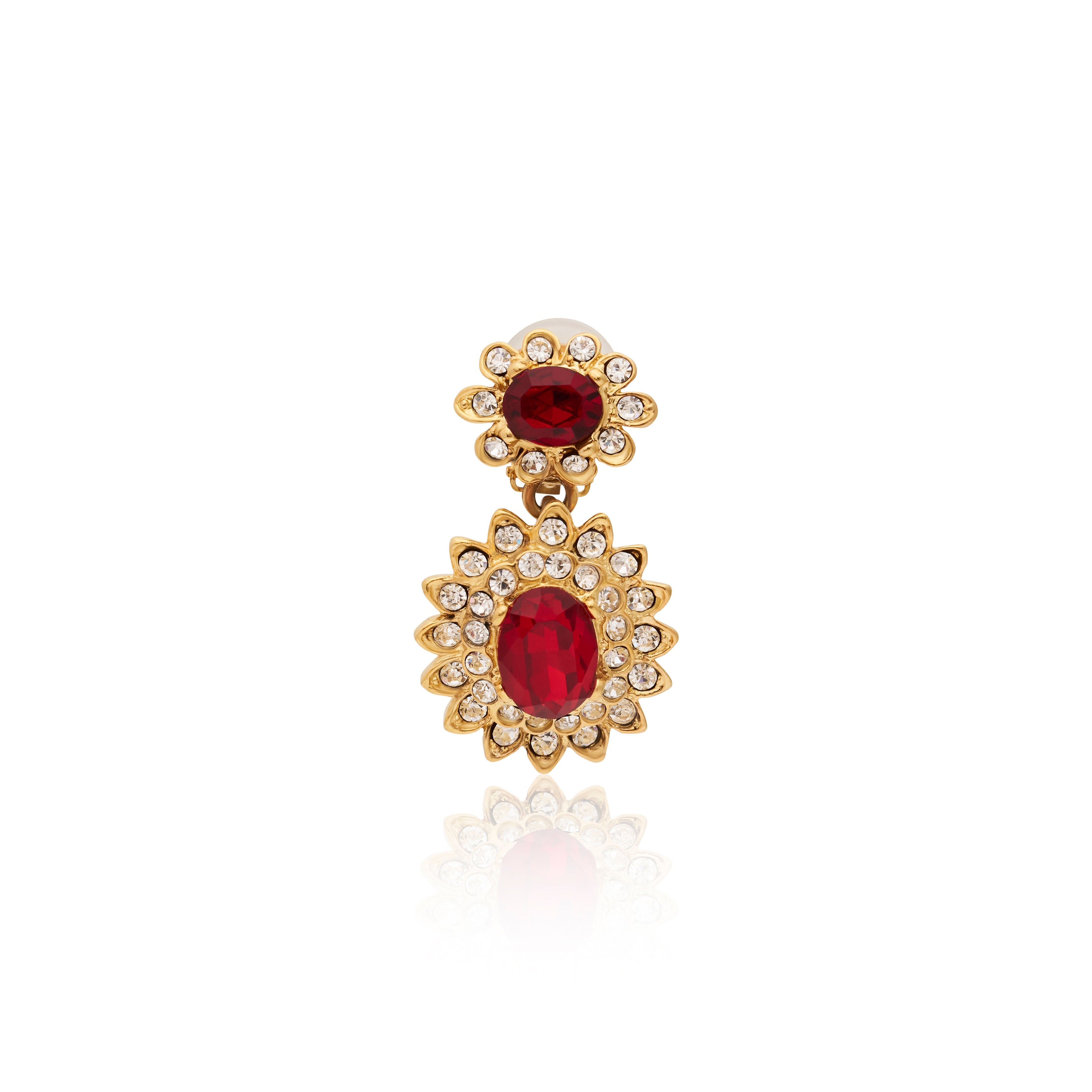 Ruby Gemstone Clip Earrings