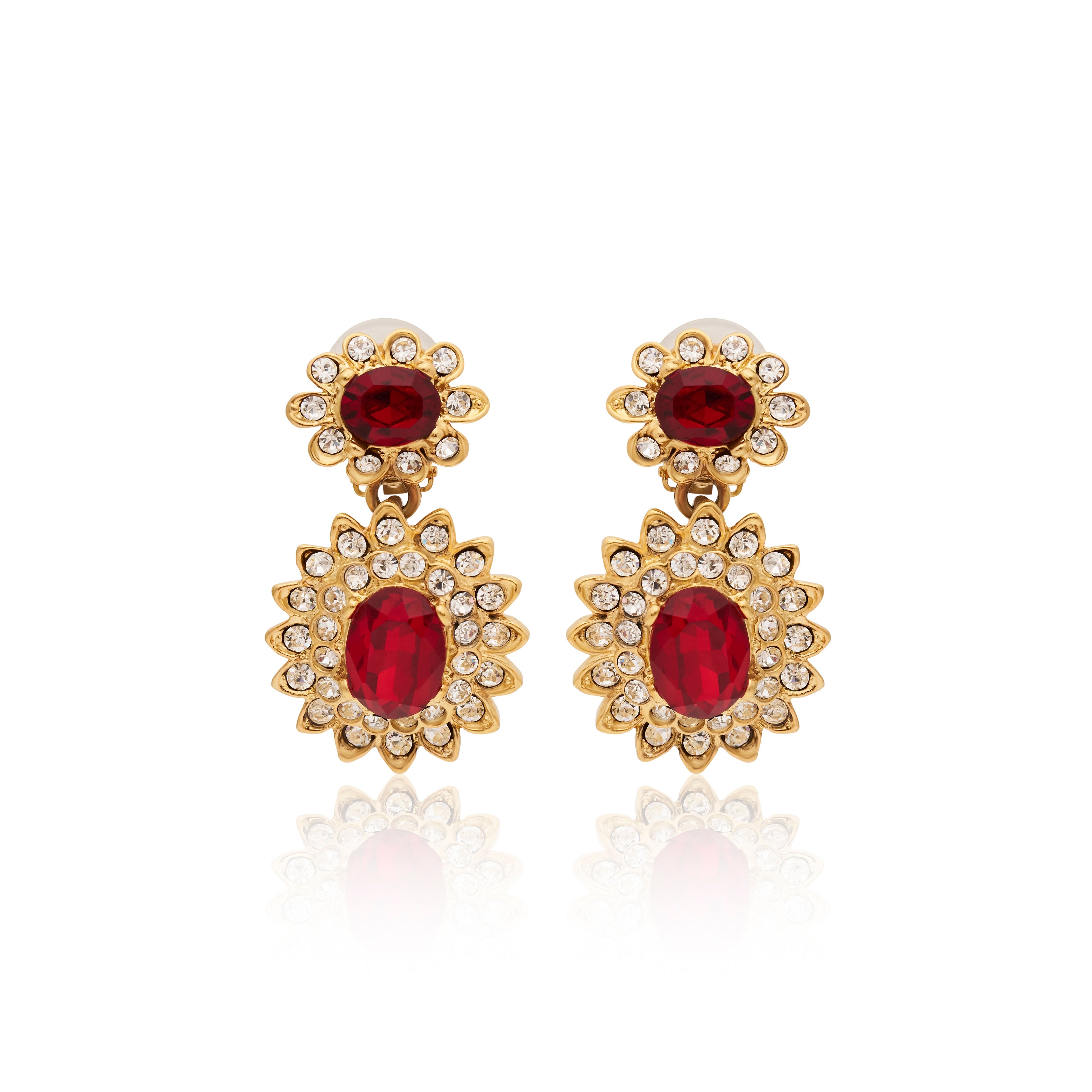 Ruby Gemstone Clip Earrings