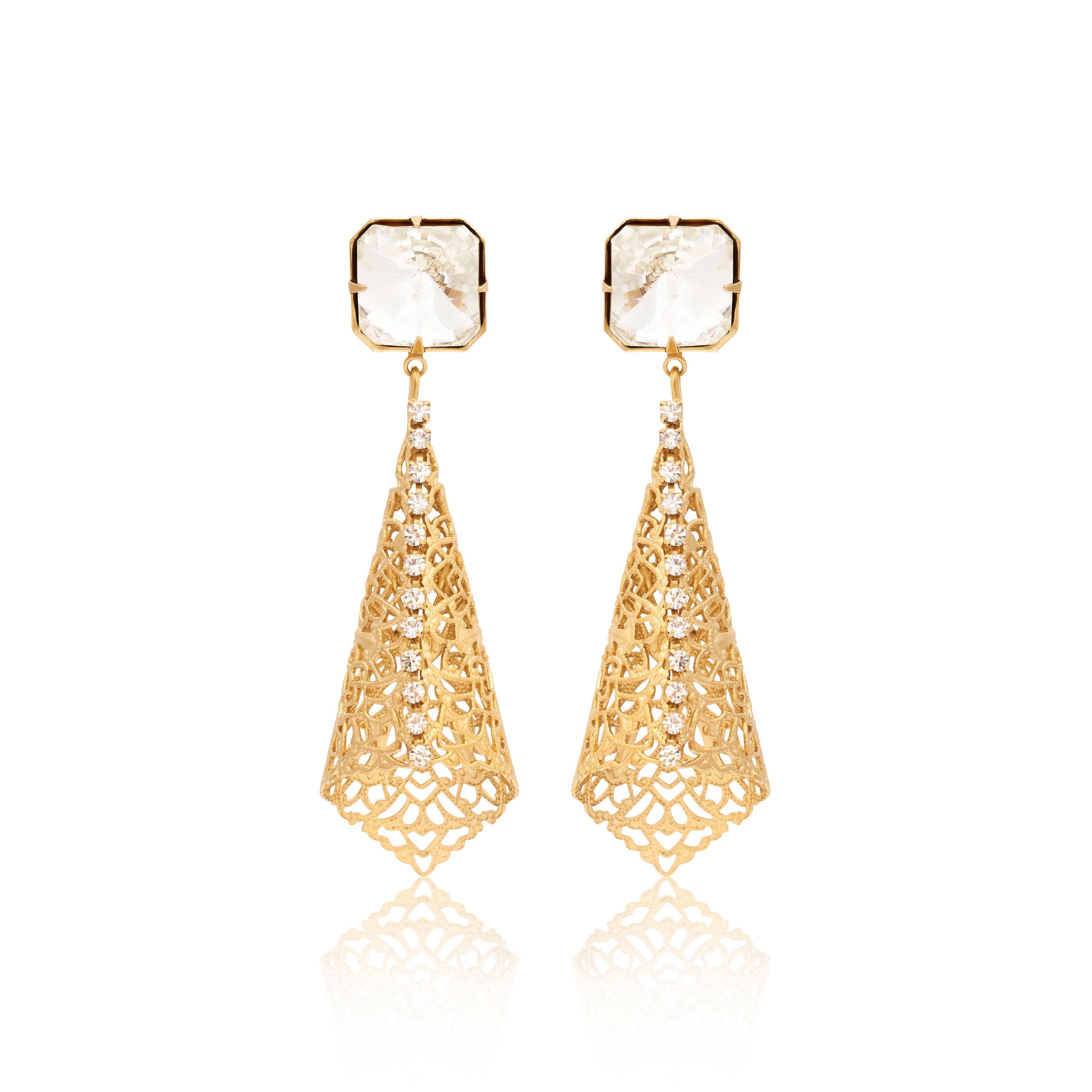 Crystal Filigree Pierced Earrings