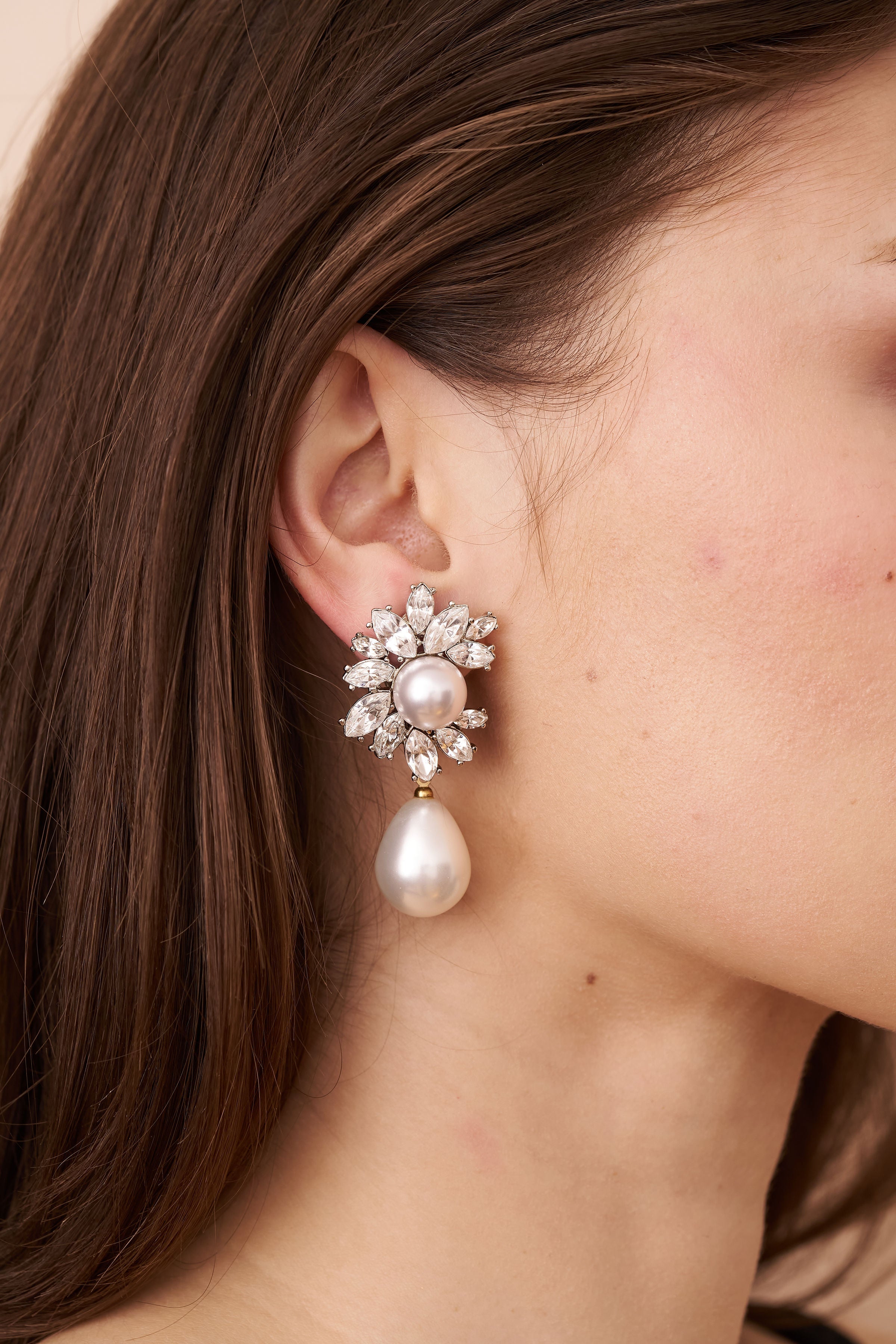 Pearl Drop Clip Earrings