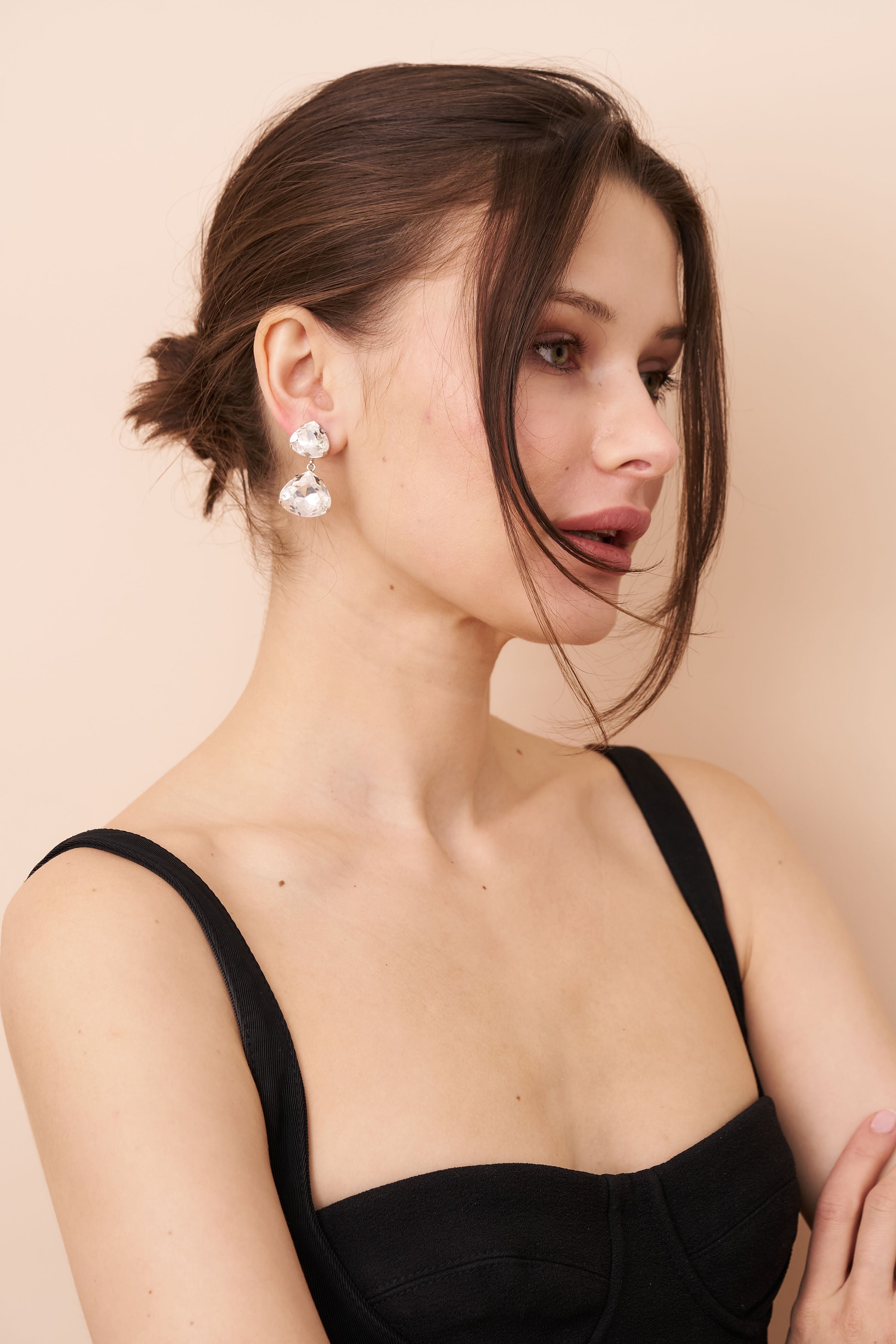 Crystal Drop Clip Earrings