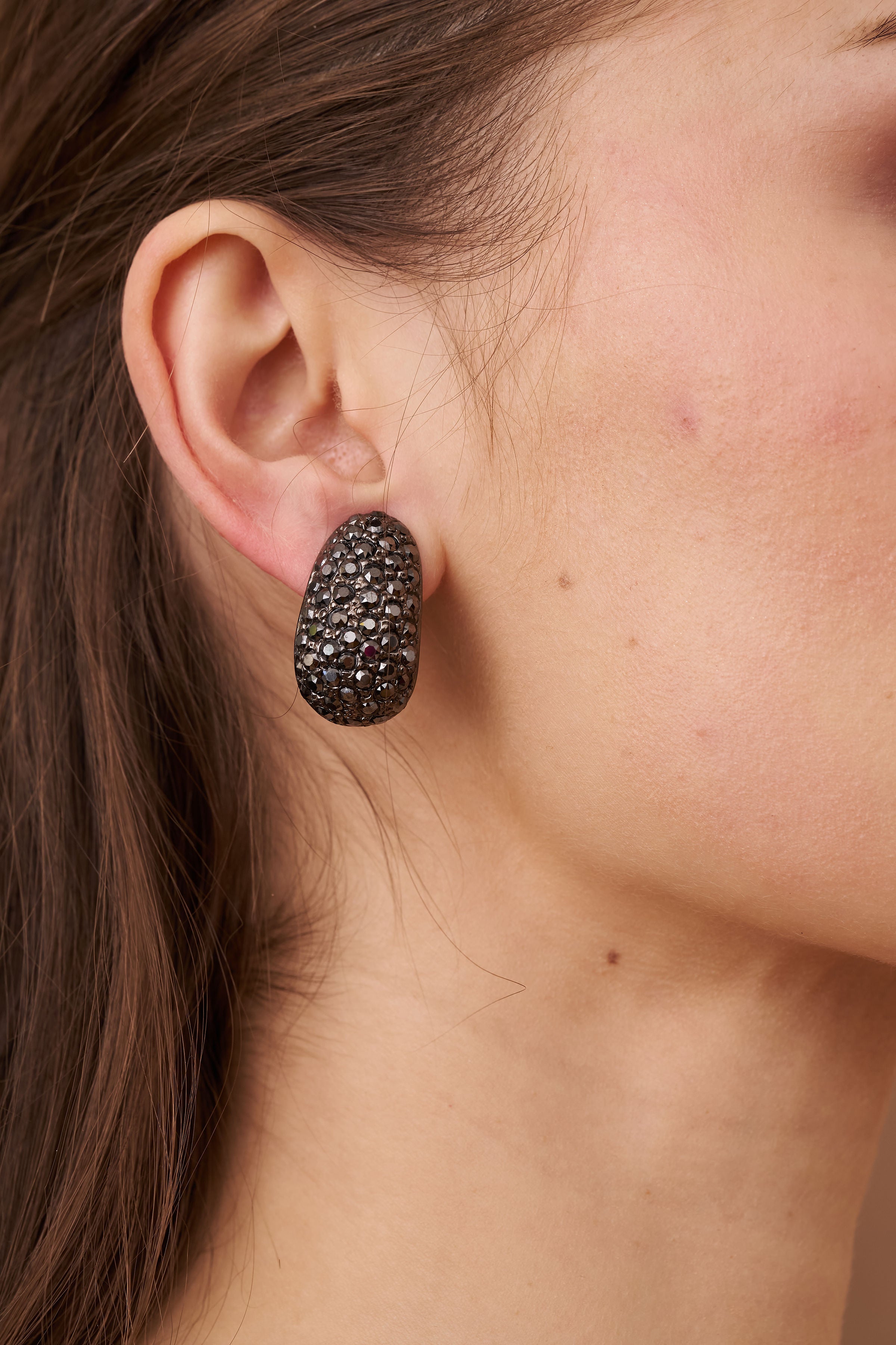 Hematite Pave Thumbnail Earrings