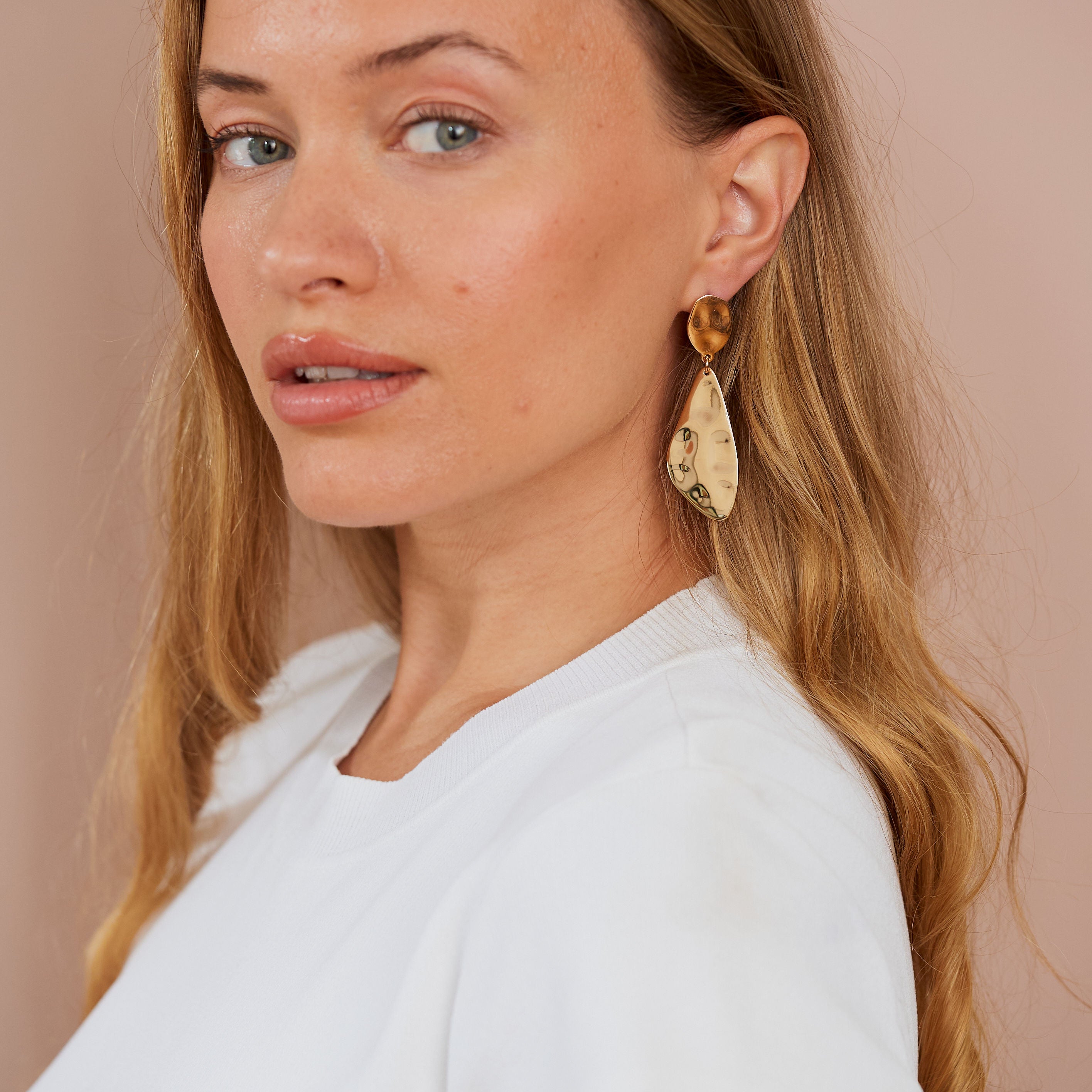 Textured Gold Pierced Earrings