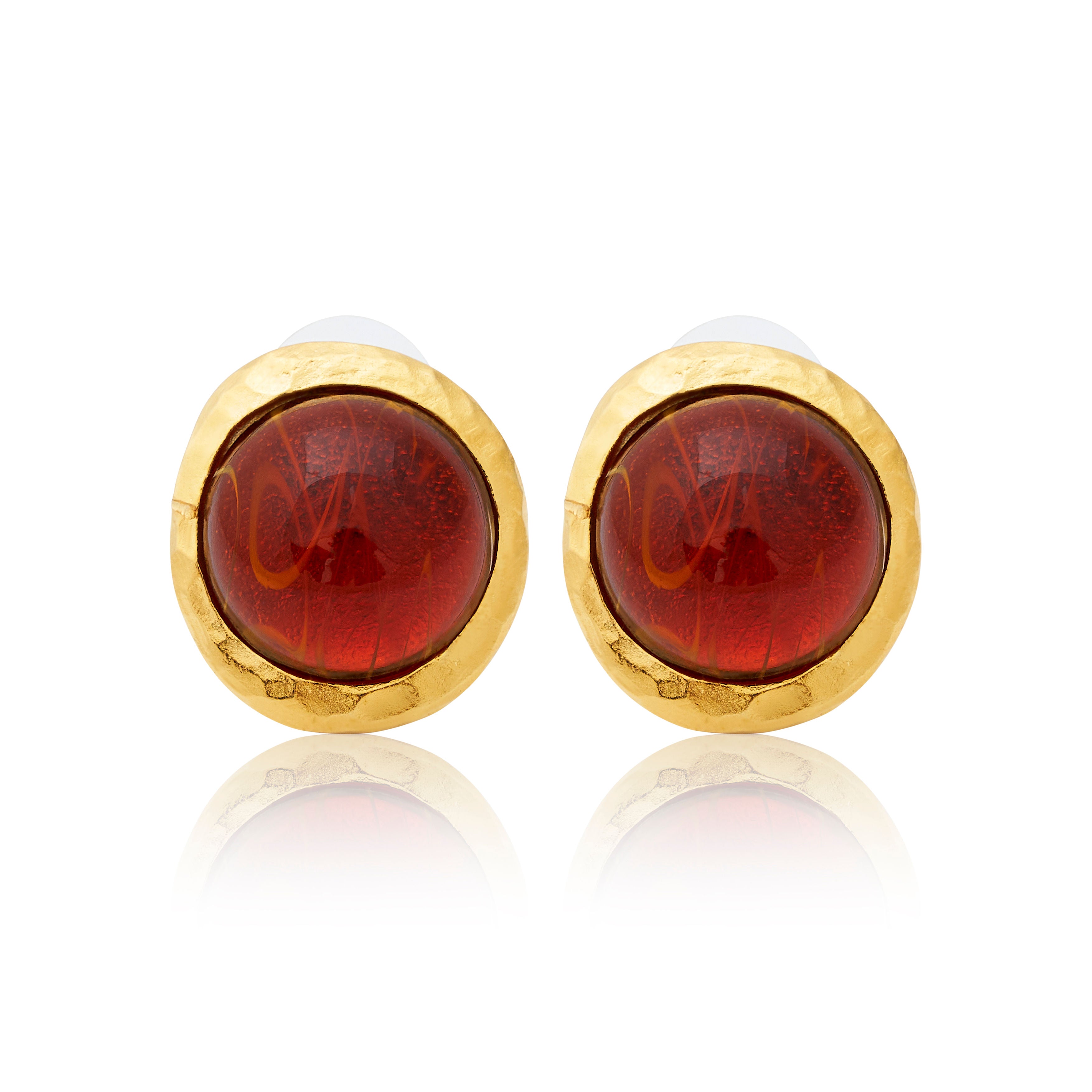 Topaz Button Pierced Earrings