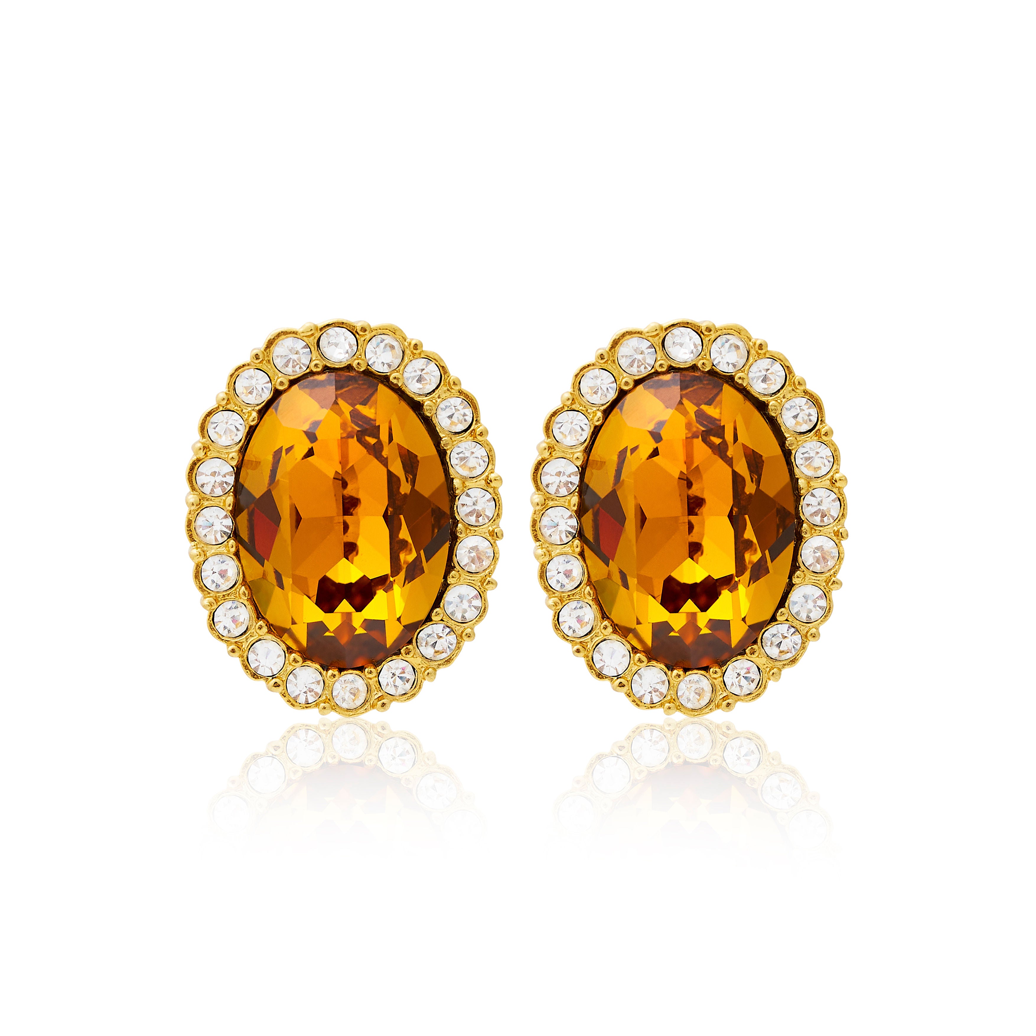 Topaz Oval Clip Earrings