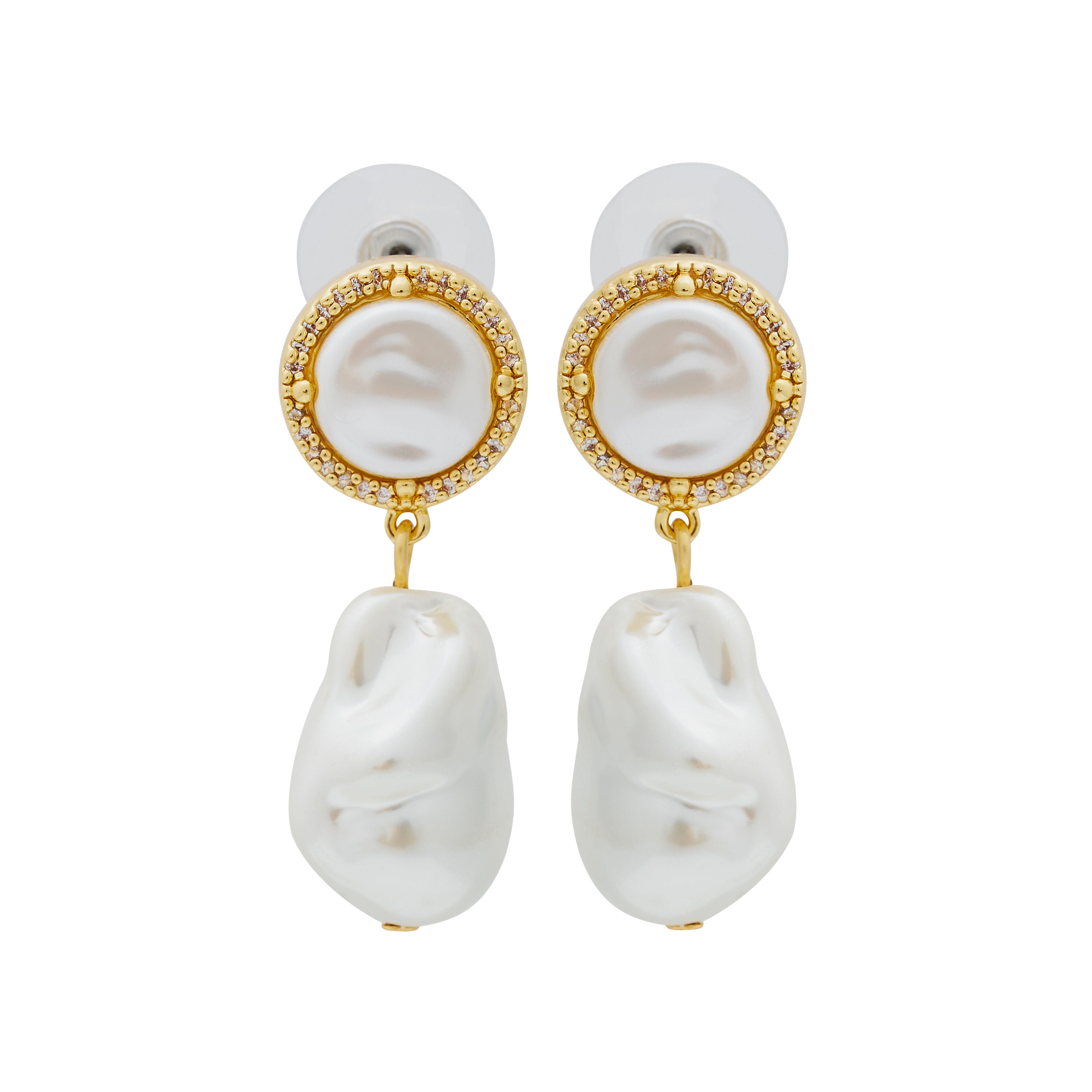 Baroque Pearl Drop Pierced Earrings