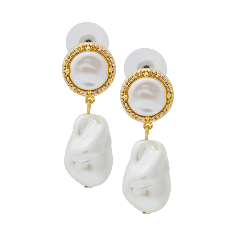 Baroque Pearl Drop Pierced Earrings