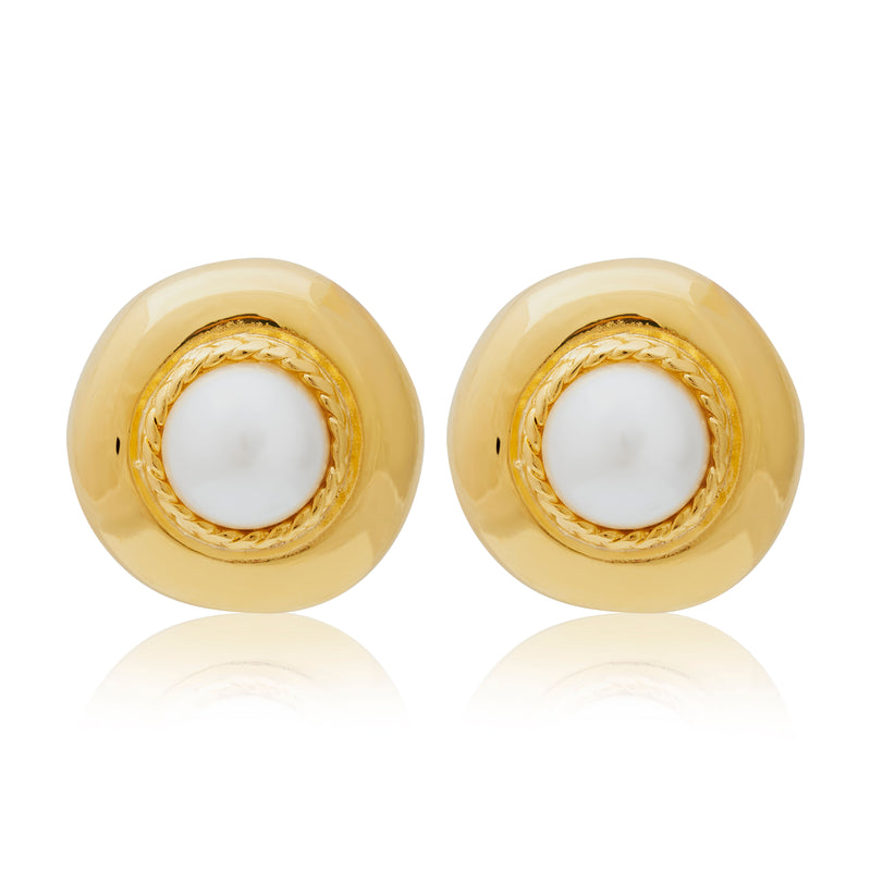 Pearl Center Clip Earrings