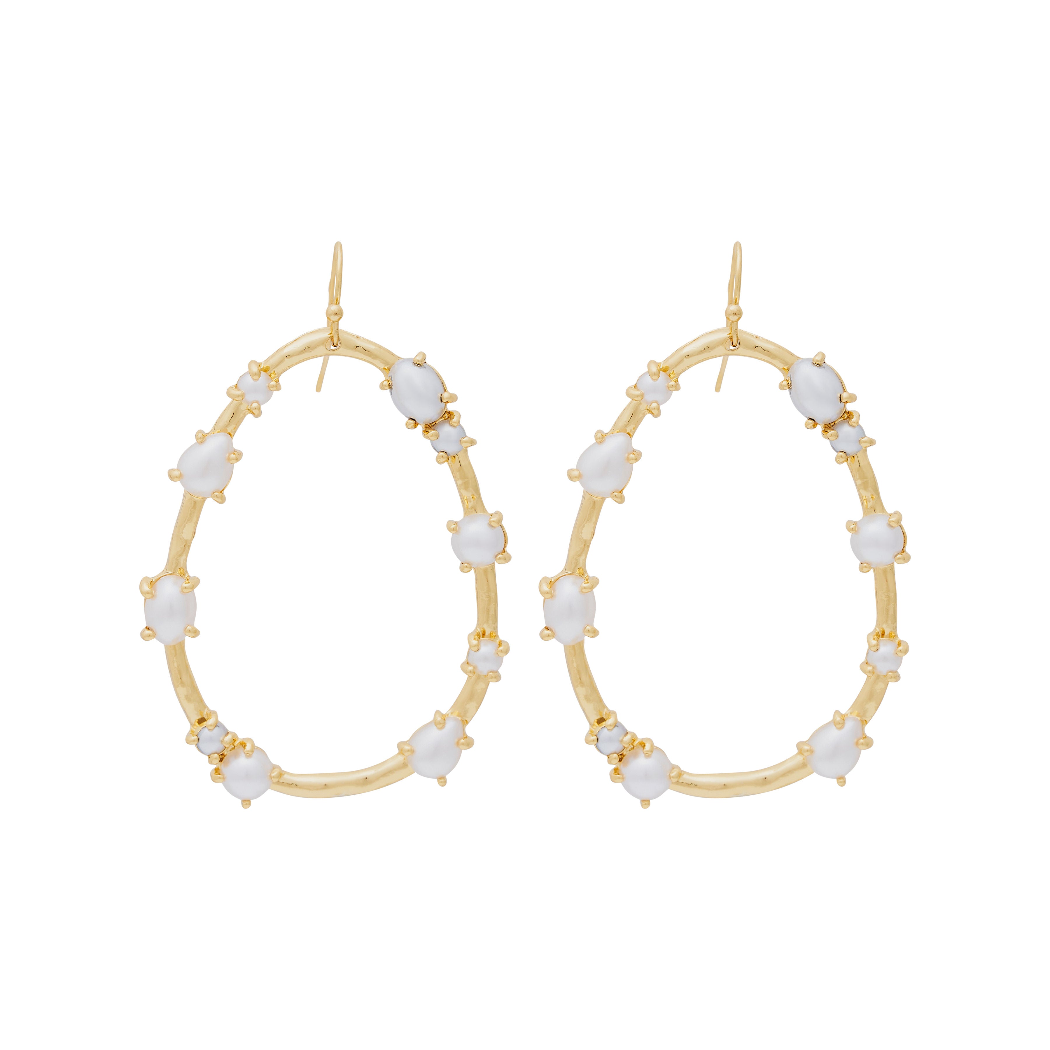 Pearl Oval Pierced Earrings