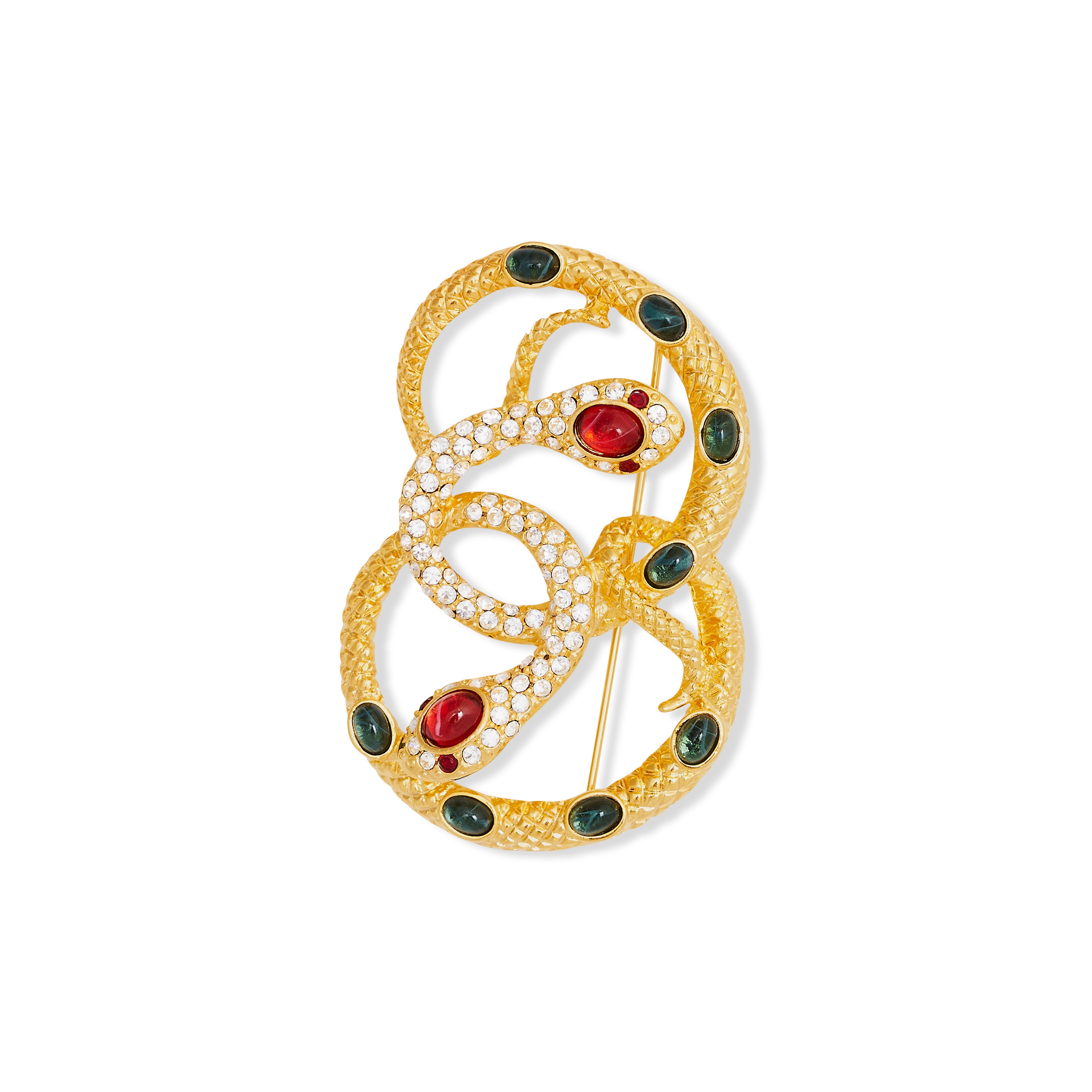 Double Ruby Snake Head Pin