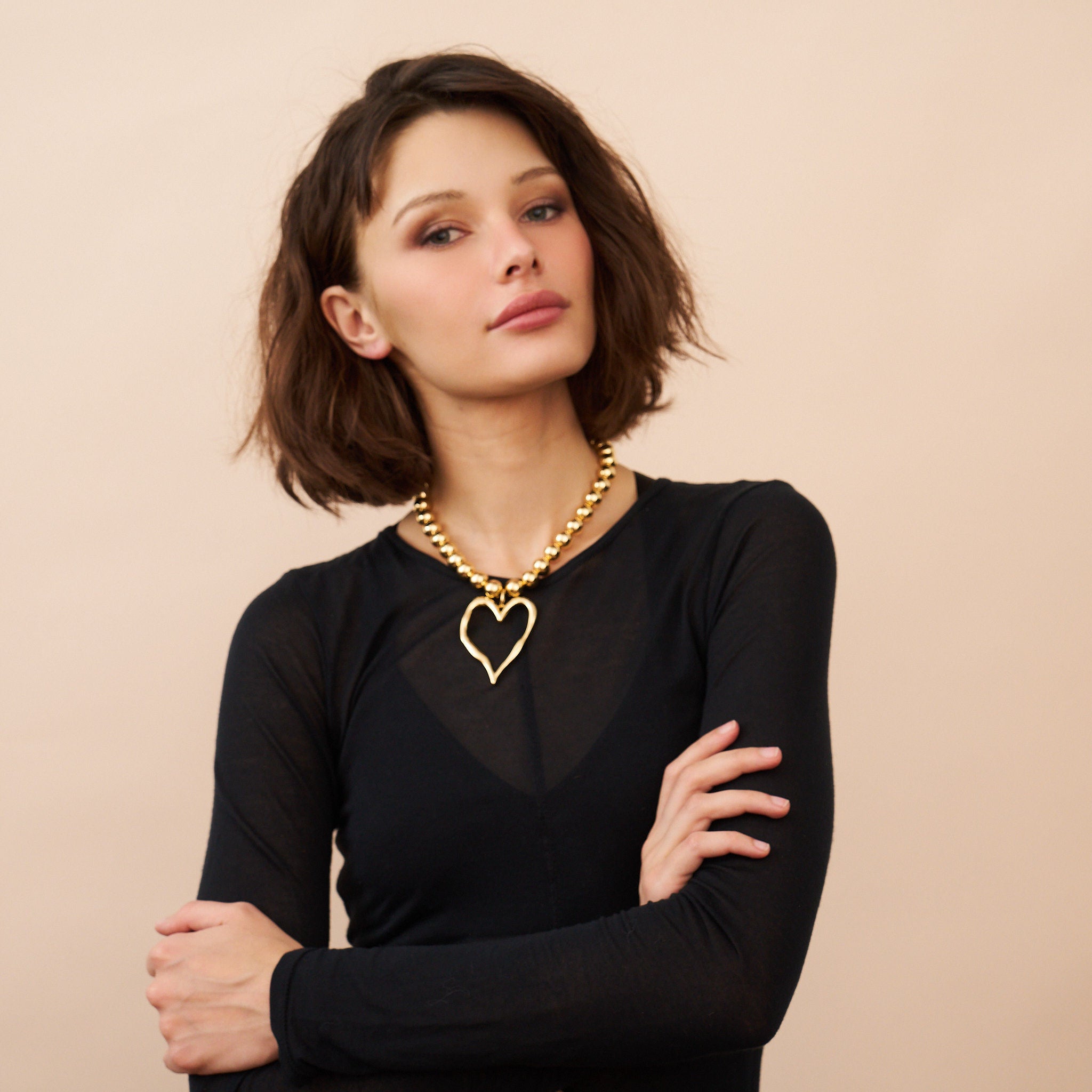 Heart Pendant Bead Necklace