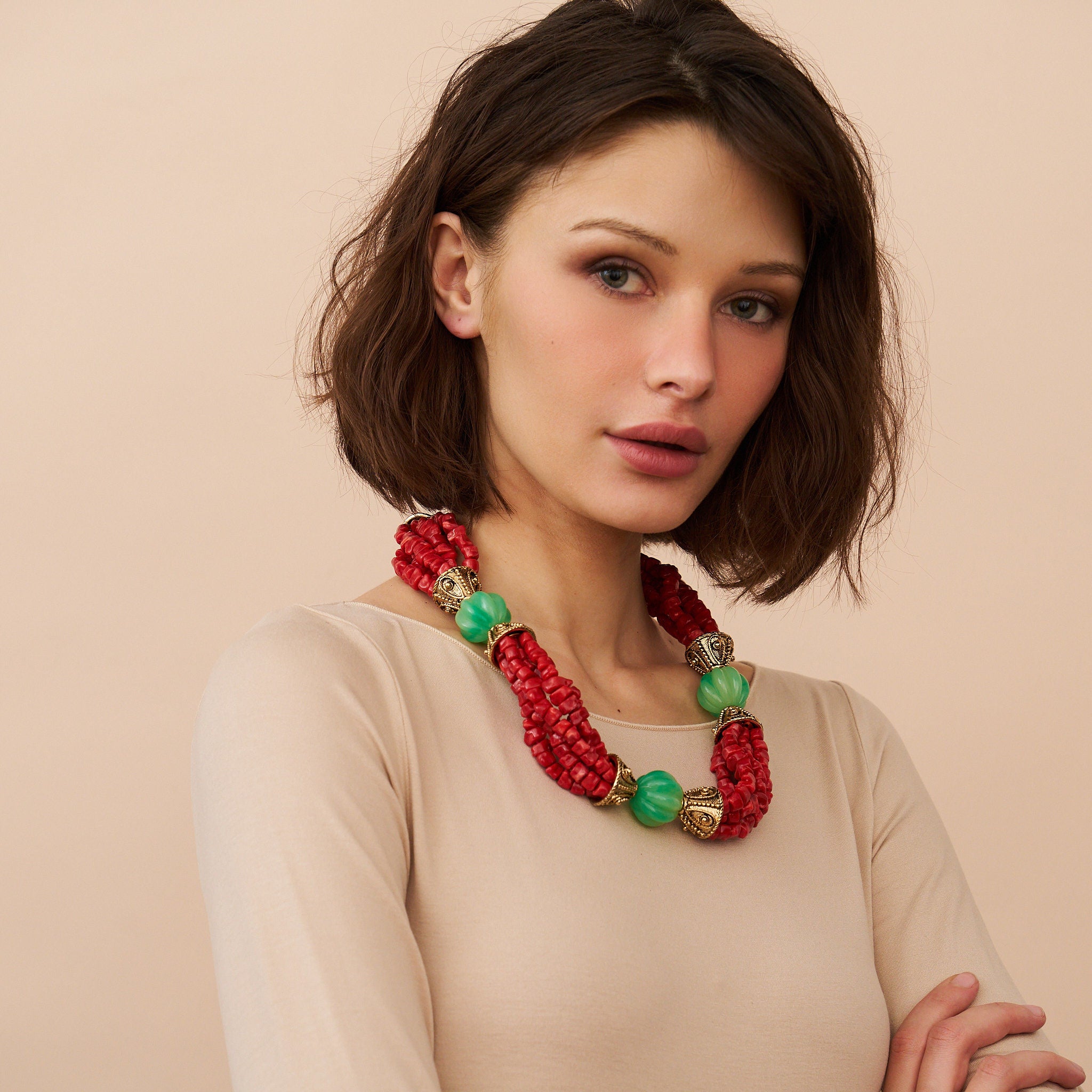 Red Chips Statement Necklace