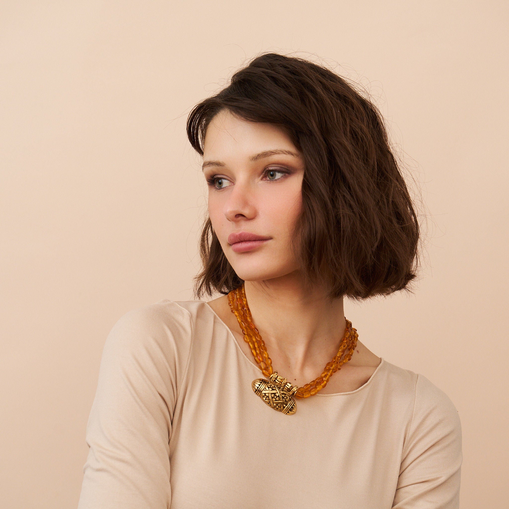 Topaz Bead Pendant Necklace