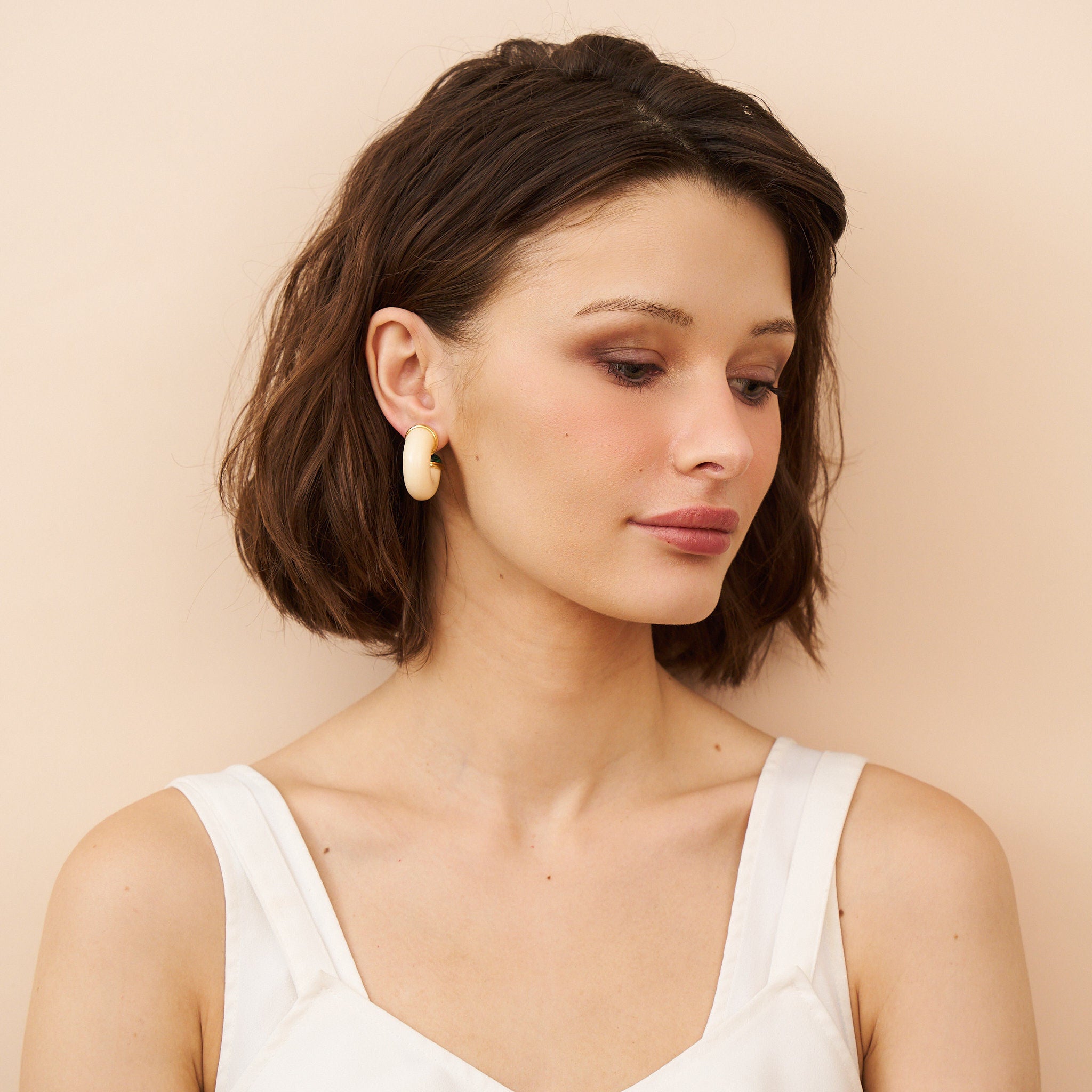 Malachite End Hoop Pierced Earrings