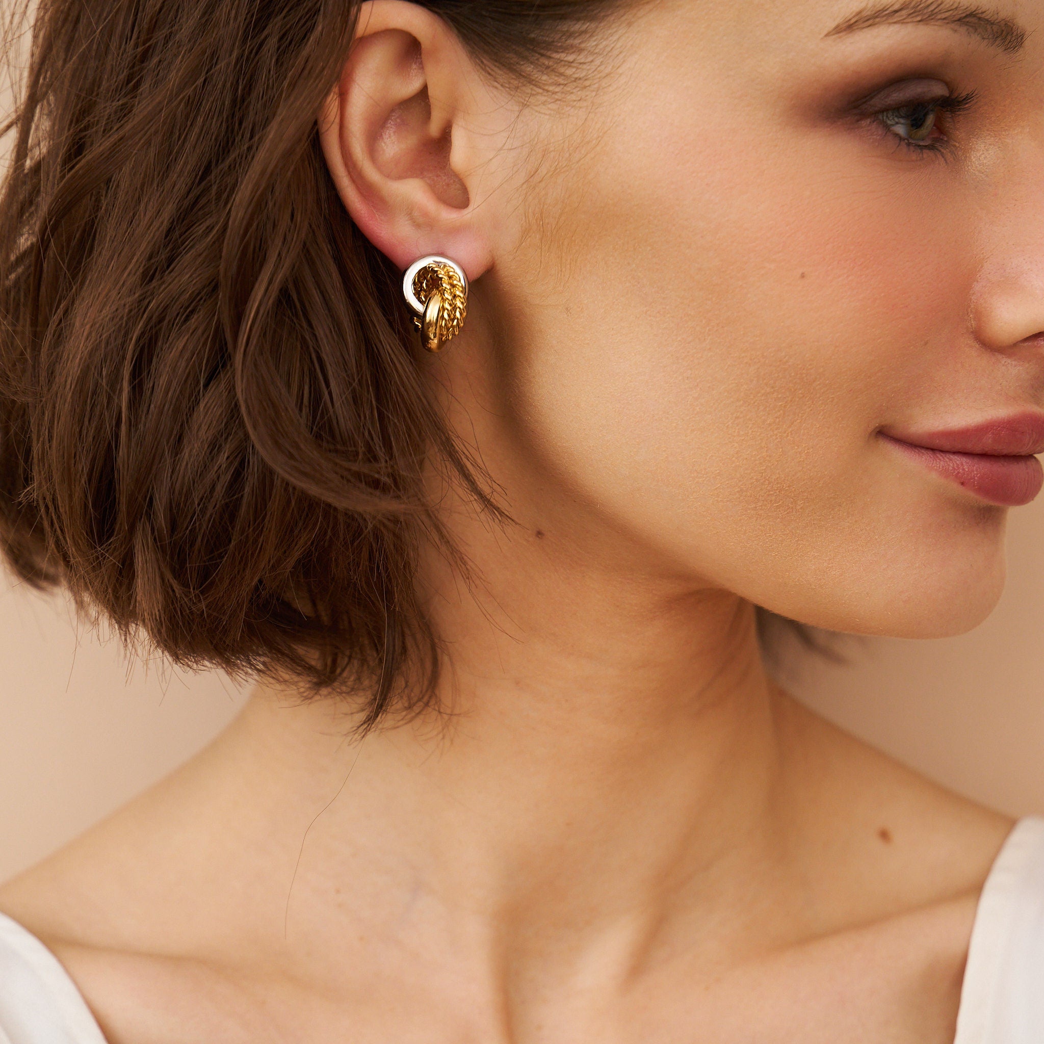 Two-Tone Knot Pierced Earrings