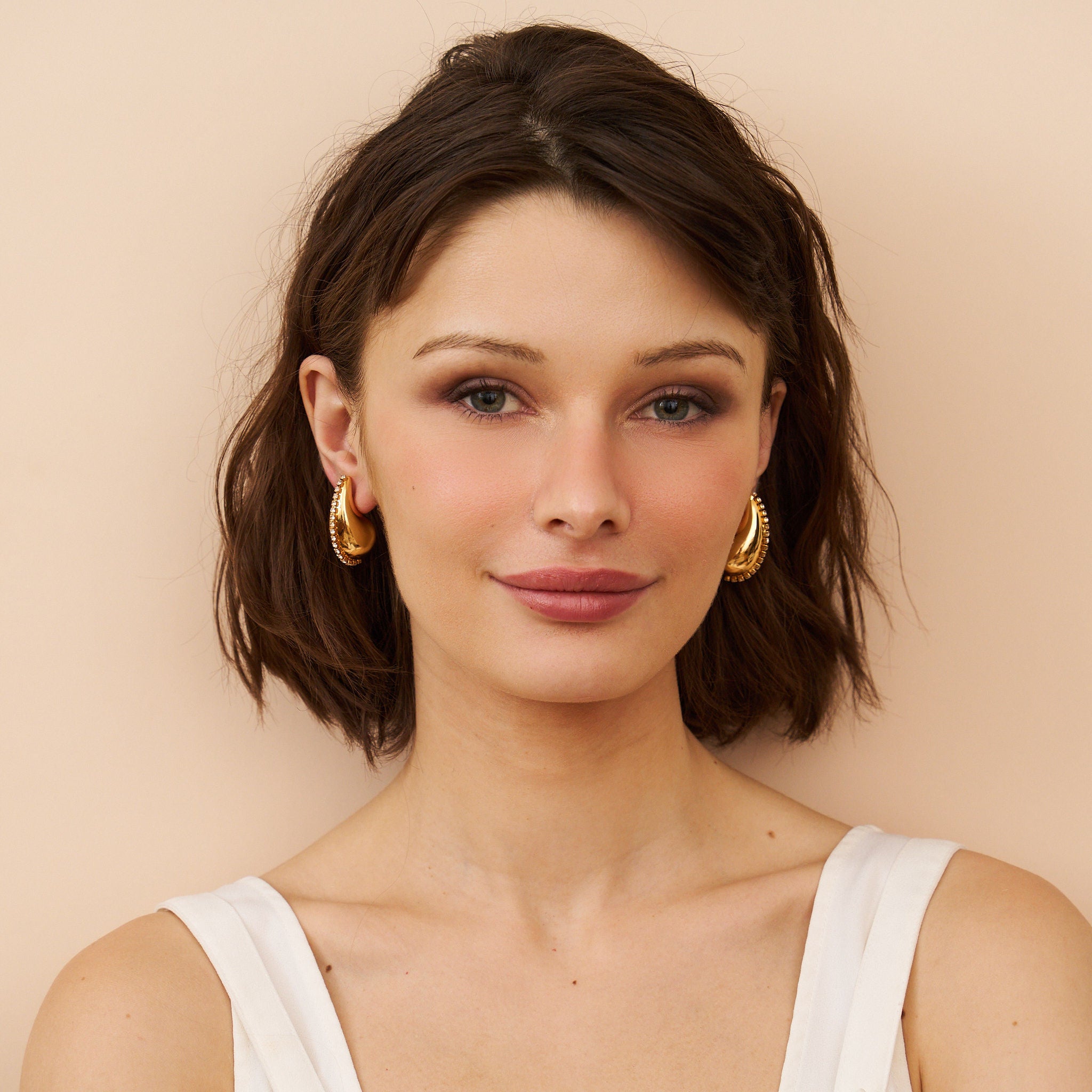 Teardrop Huggie Pierced Earrings