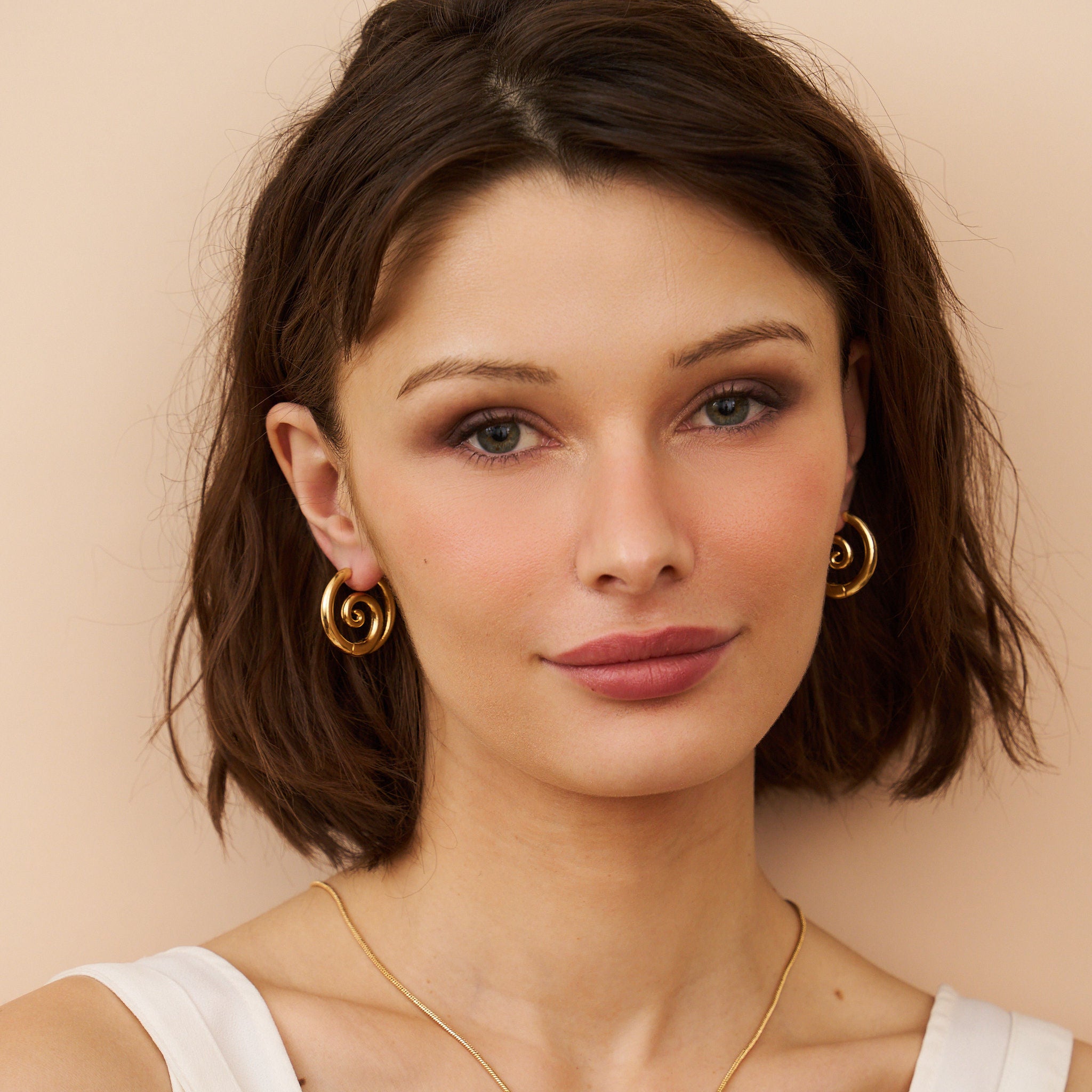 Gold Swirl Pierced Earrings