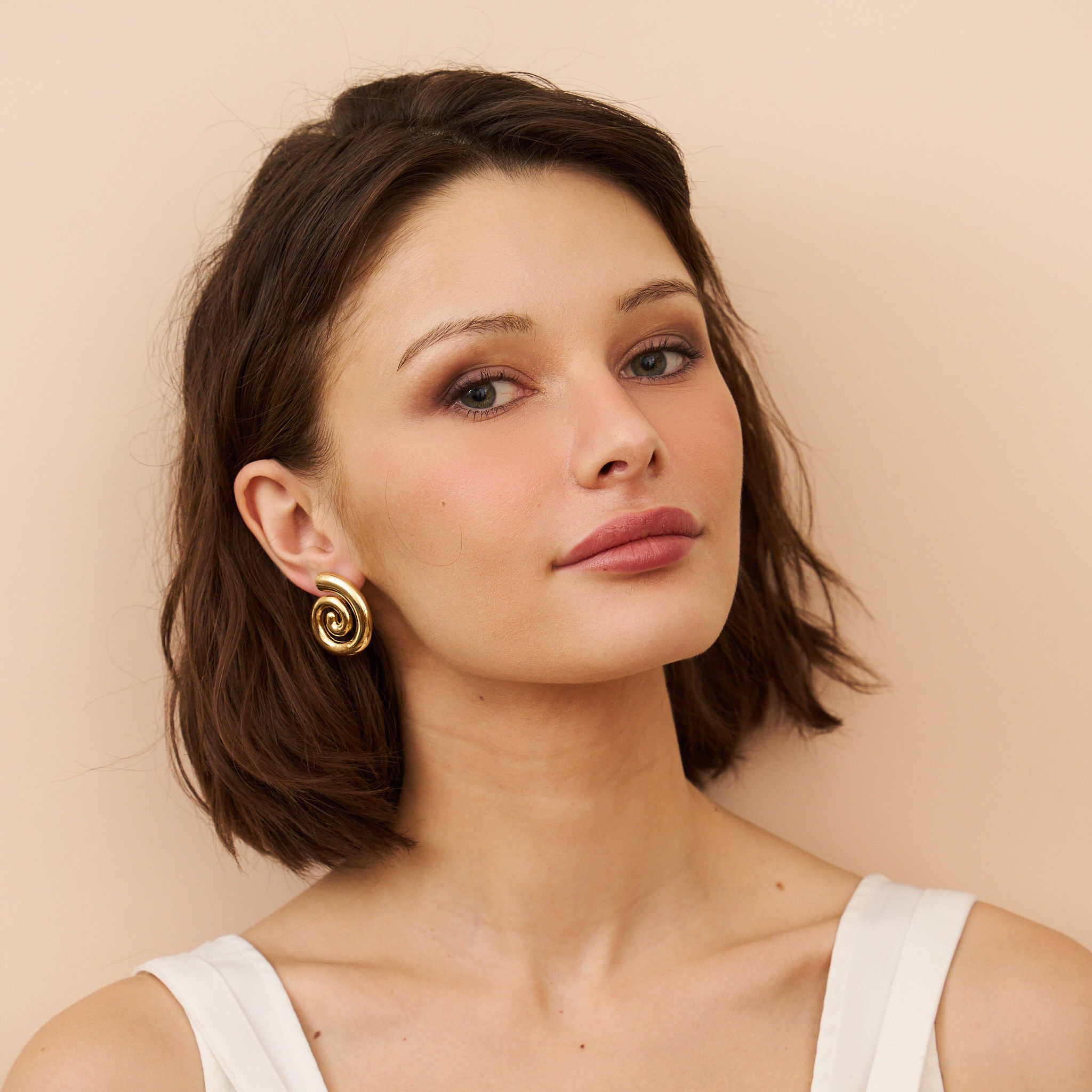 Gold Swirl Pierced Earrings