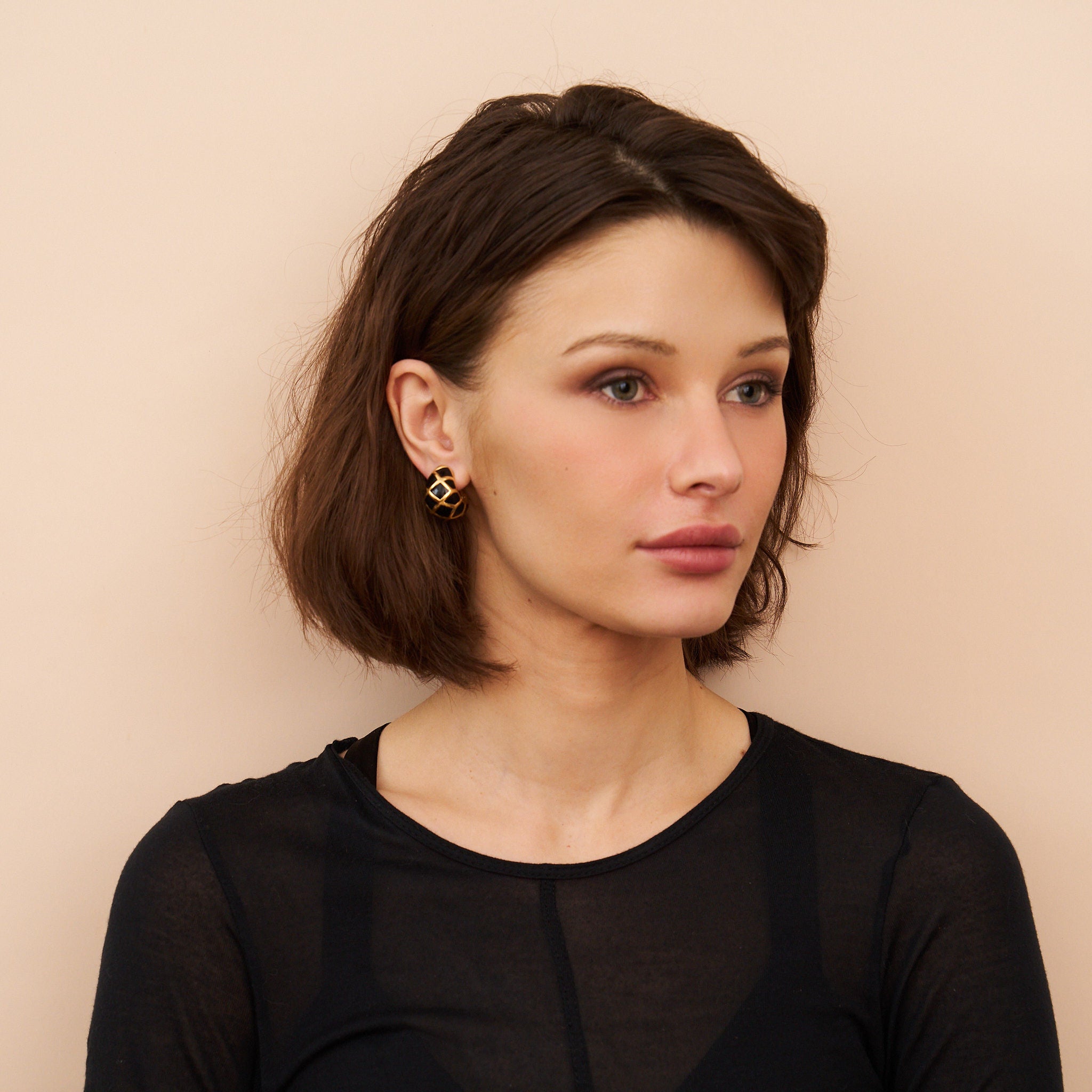 Enamel Huggie Clip-On Earrings