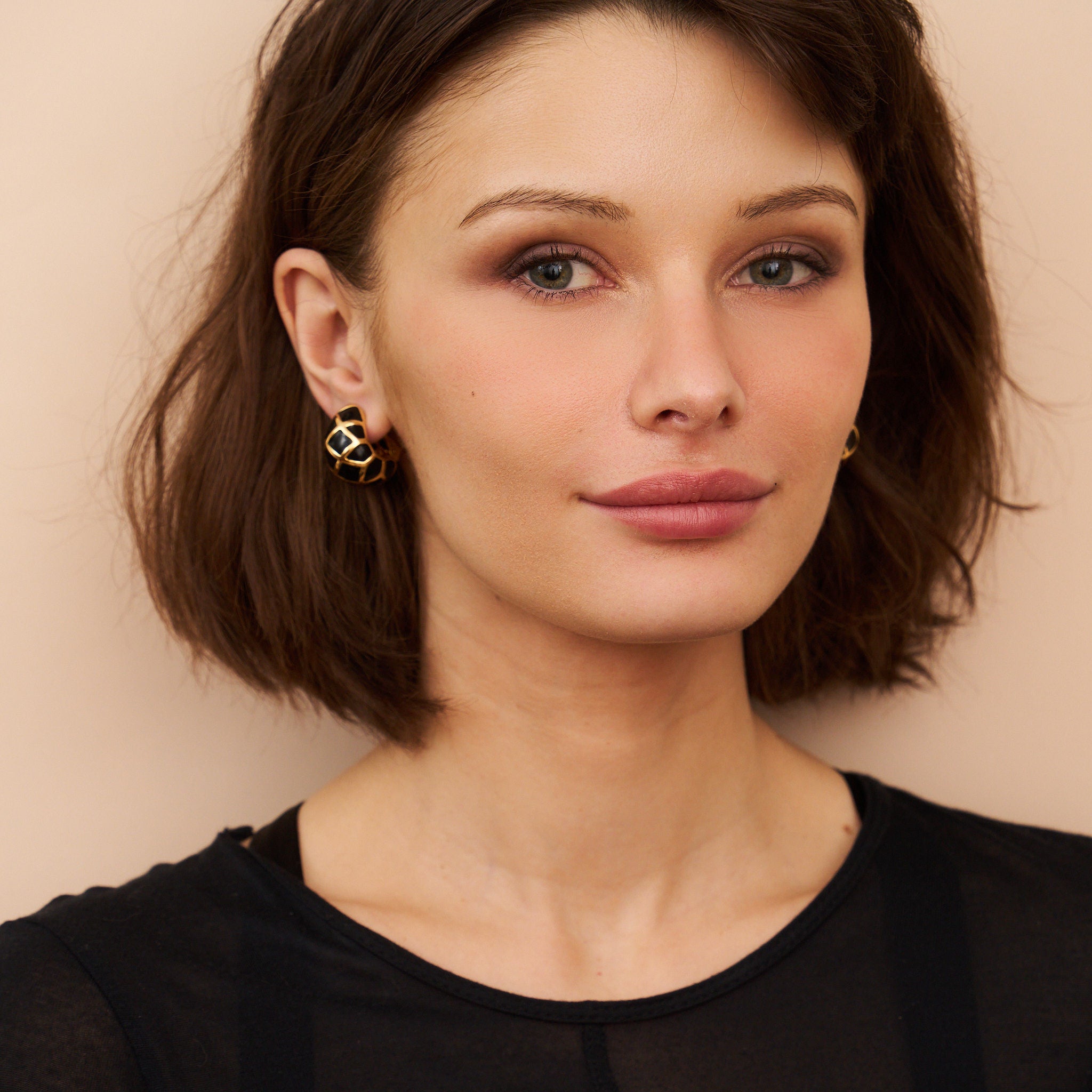 Enamel Huggie Clip-On Earrings