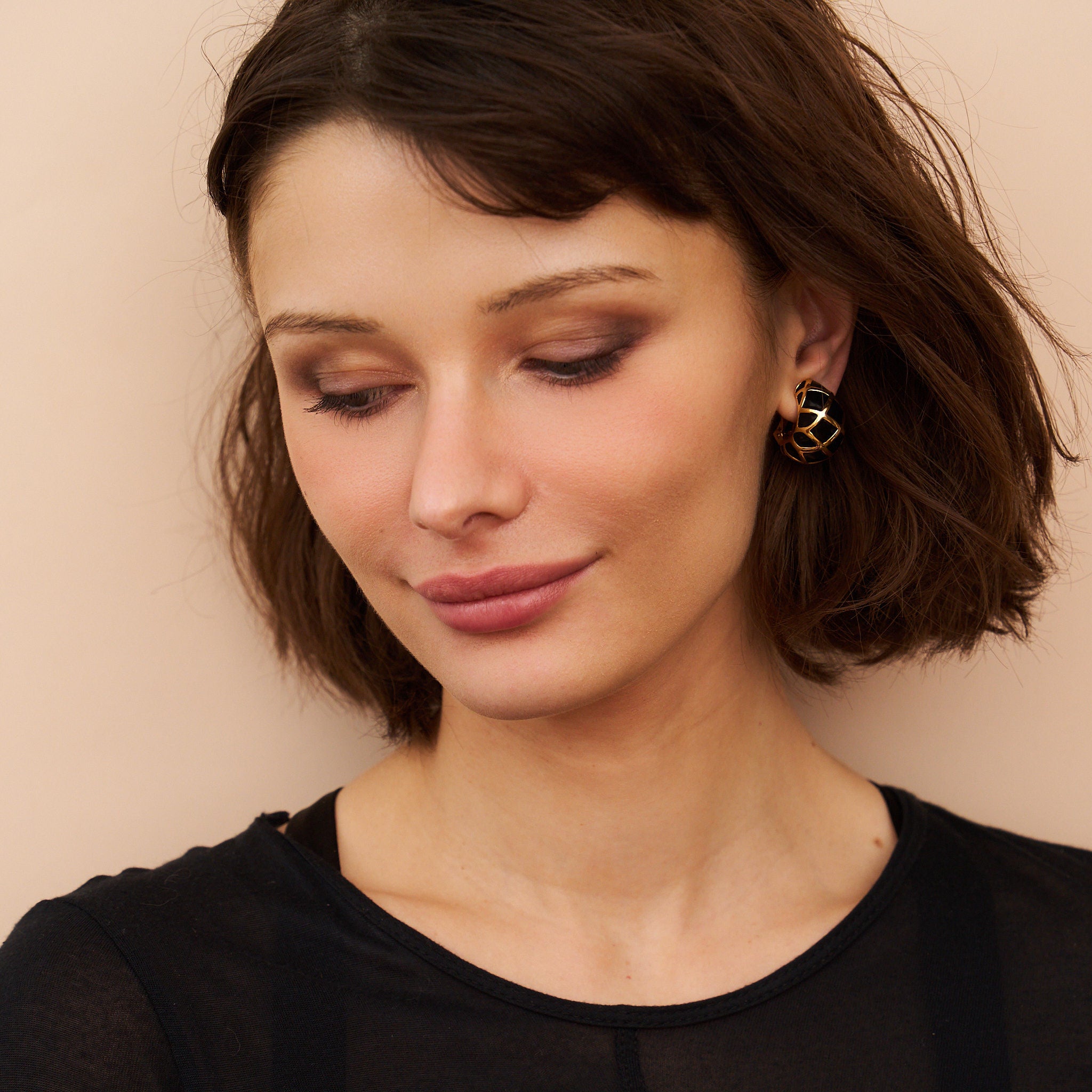 Enamel Huggie Clip-On Earrings