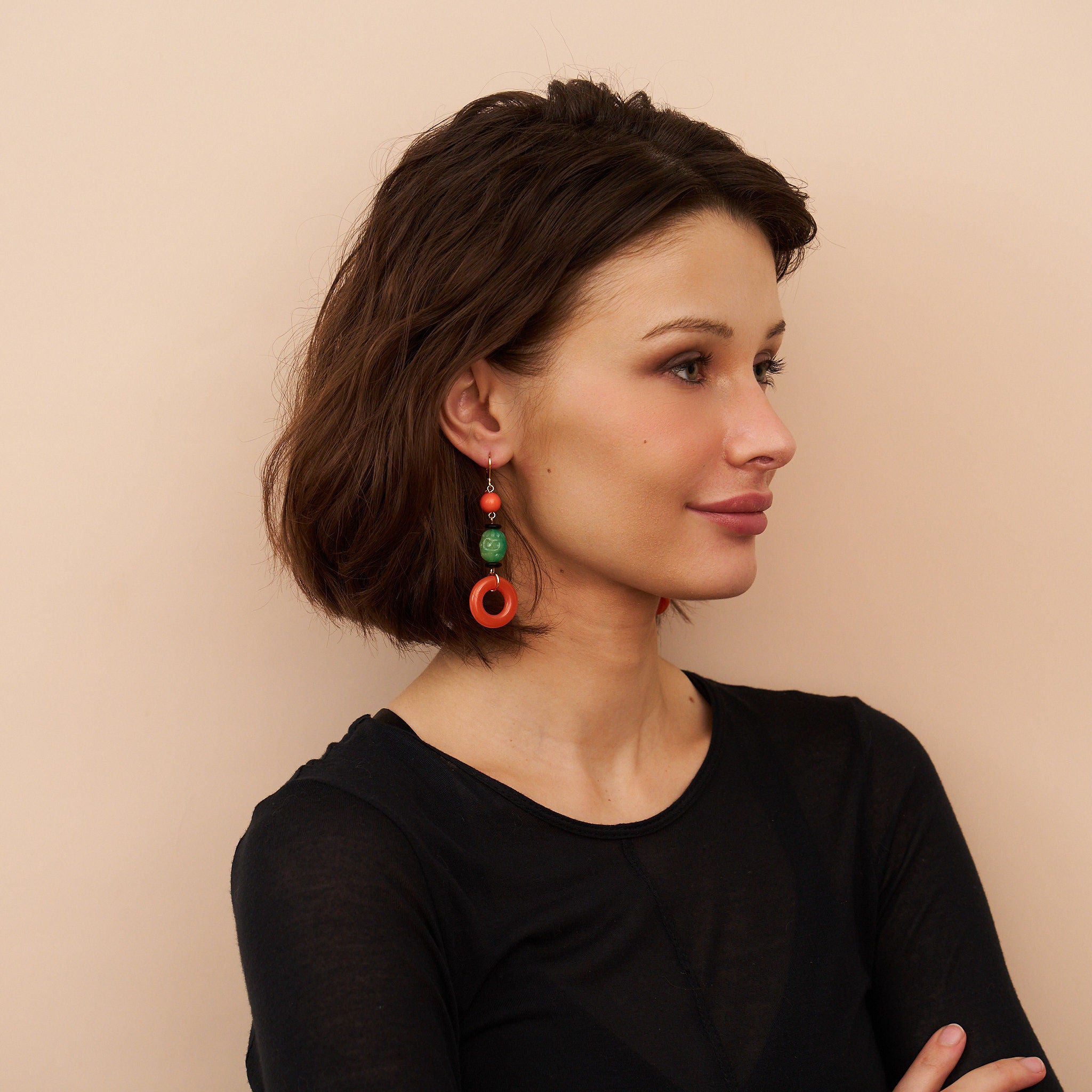 Carved Jade Eurowire Earrings