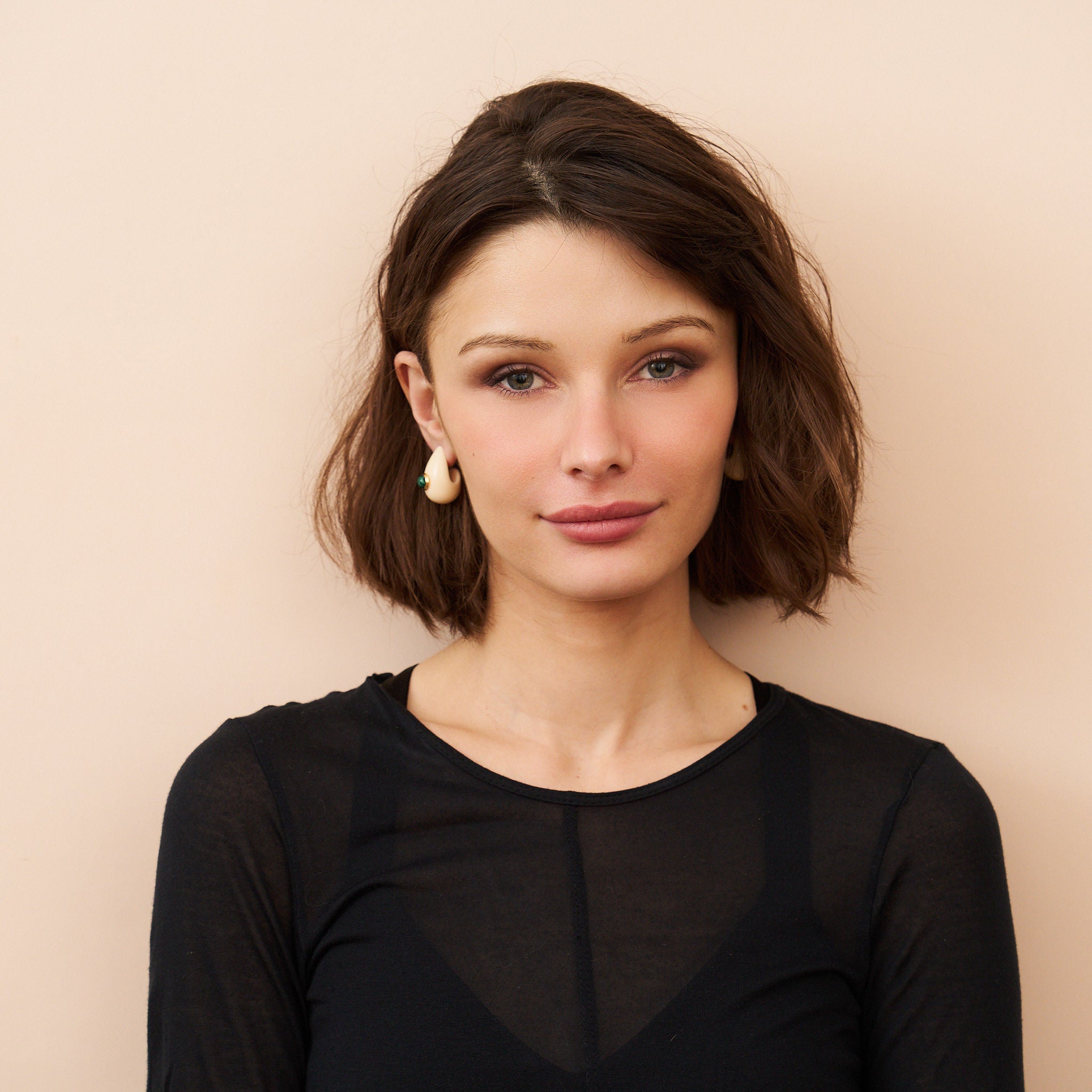 Ivory Teardrop Pierced Earrings