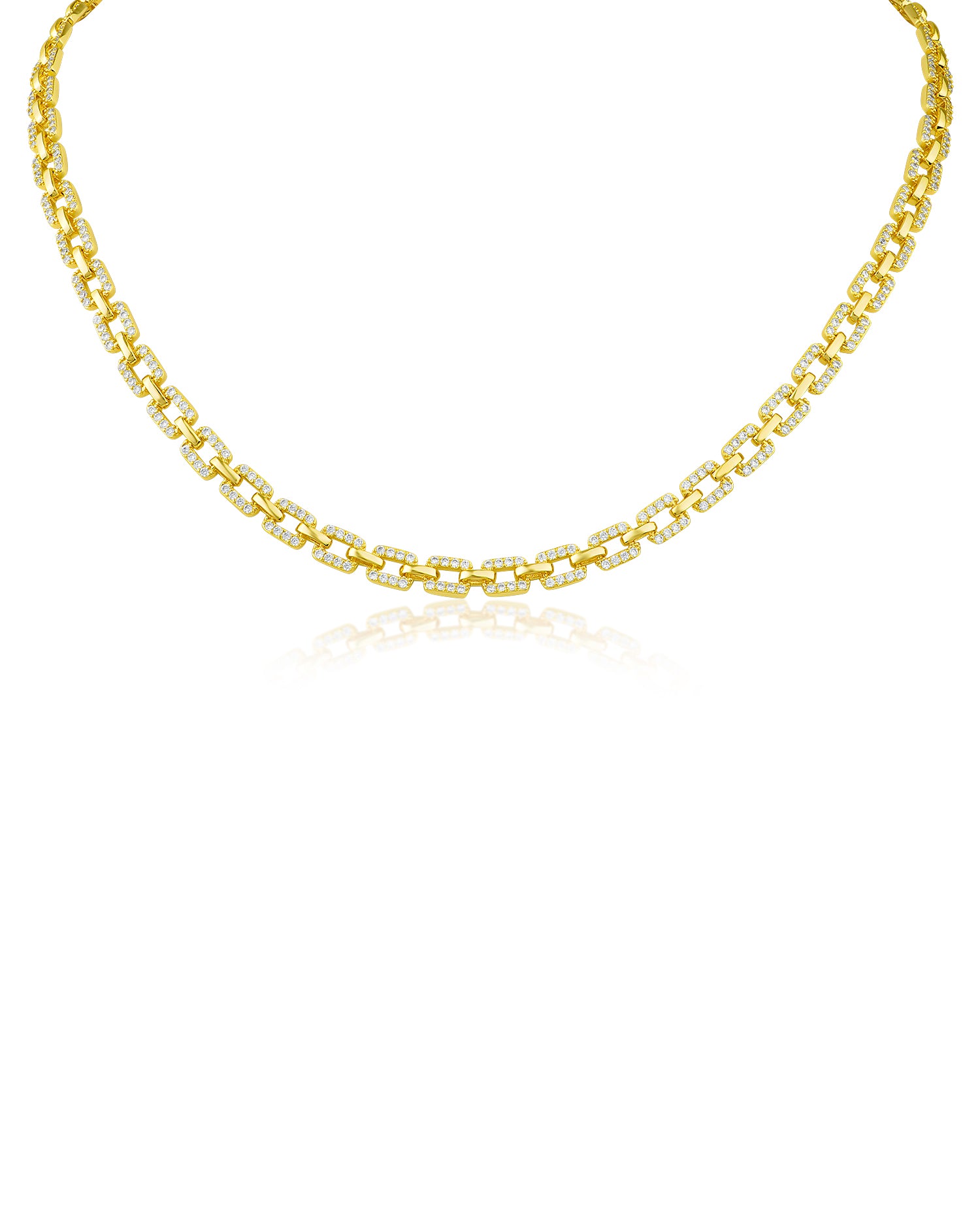 Pave Cubic Zirconia Link Necklace