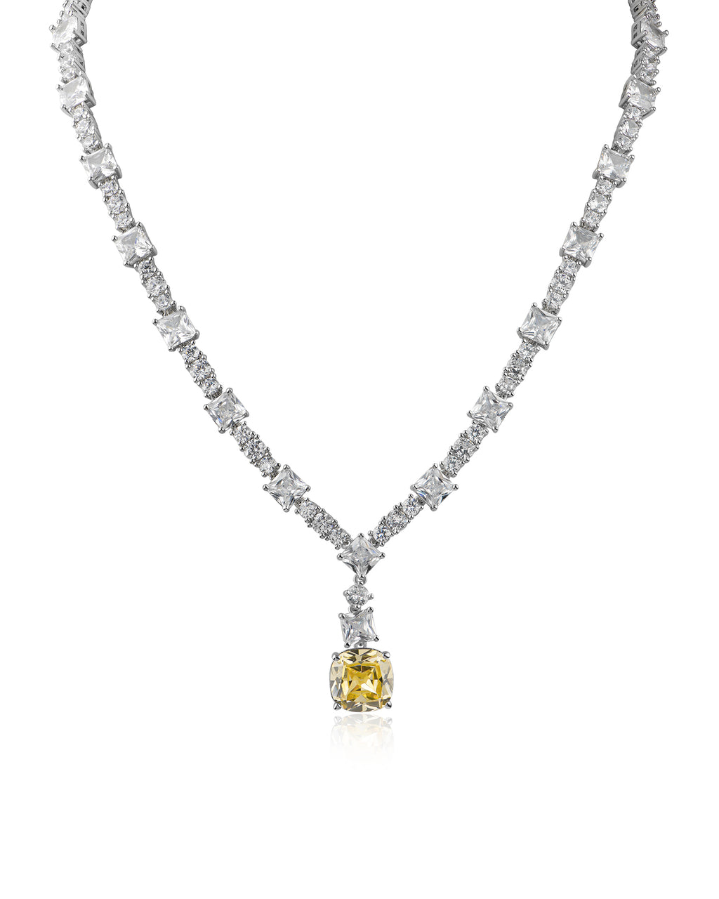 Canary Cushion Drop Cubic Zirconia Necklace