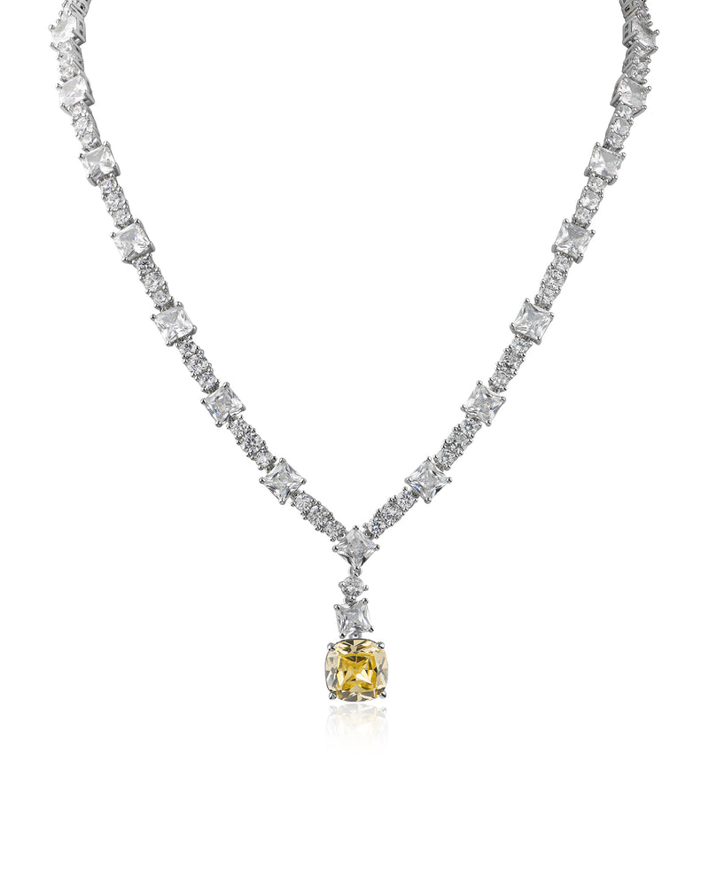 Canary Cushion Drop Cubic Zirconia Necklace