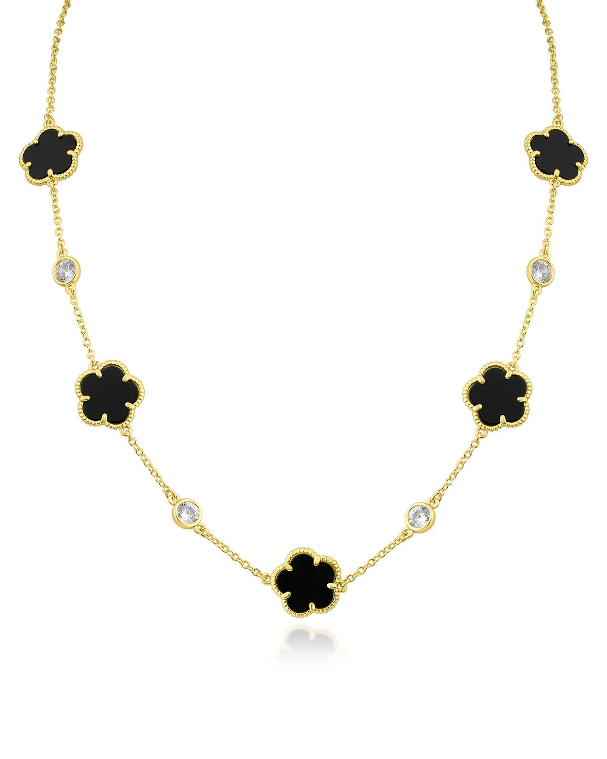 Clover and CZ Station Necklace