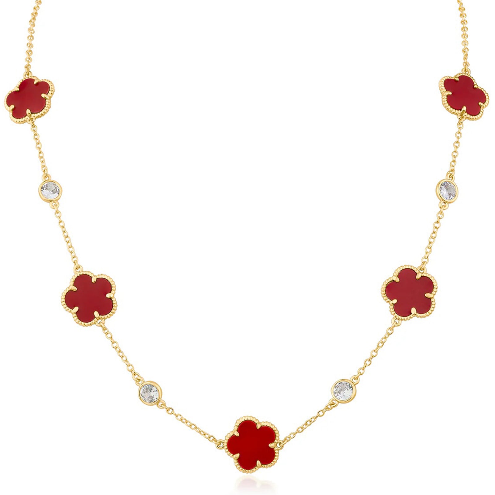 Clover and CZ Station Necklace