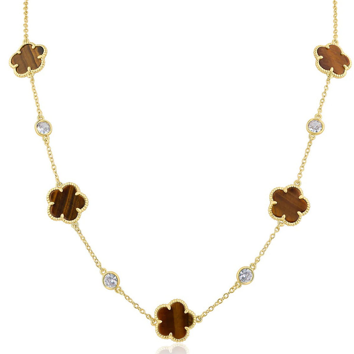 Clover and CZ Station Necklace