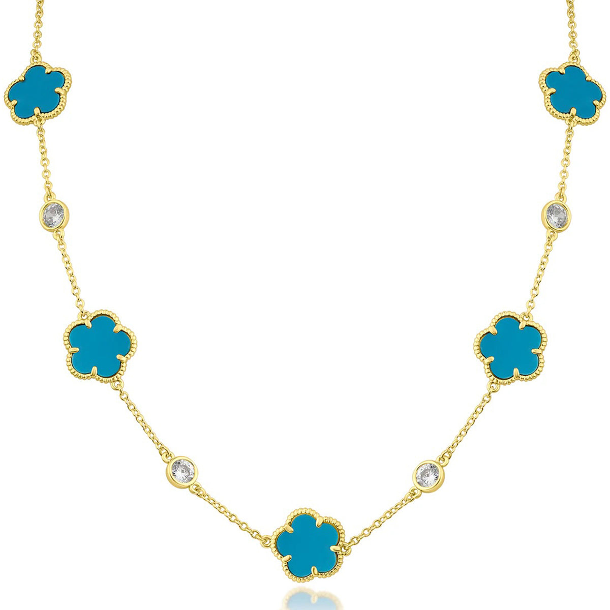 Clover and CZ Station Necklace