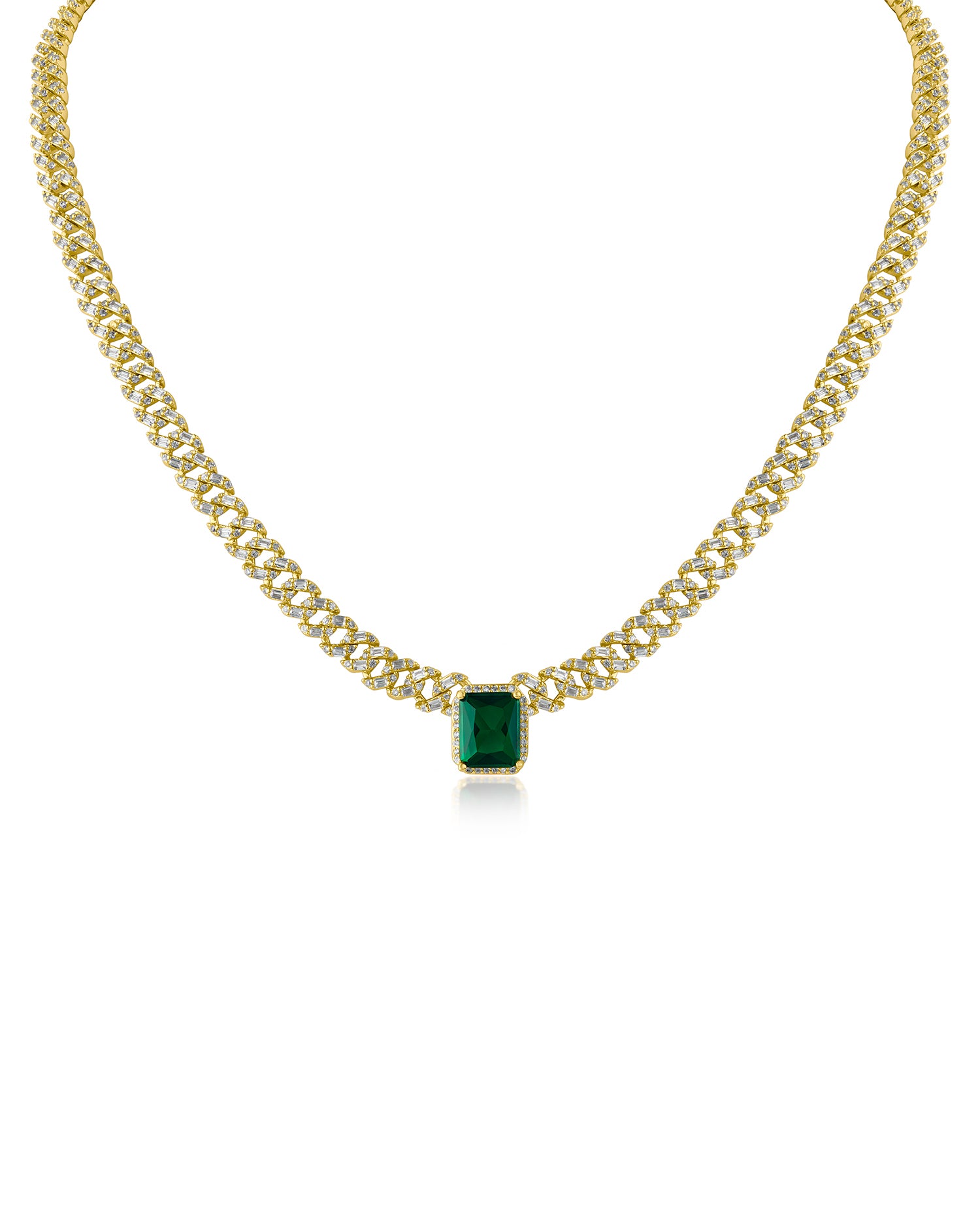 Emerald Center CZ Chain Necklace