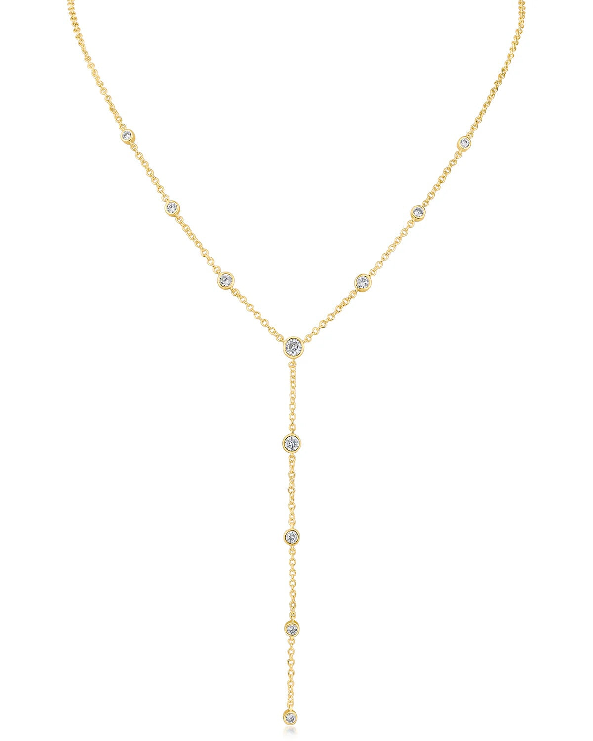 Round CZ Bezel Y-Necklace