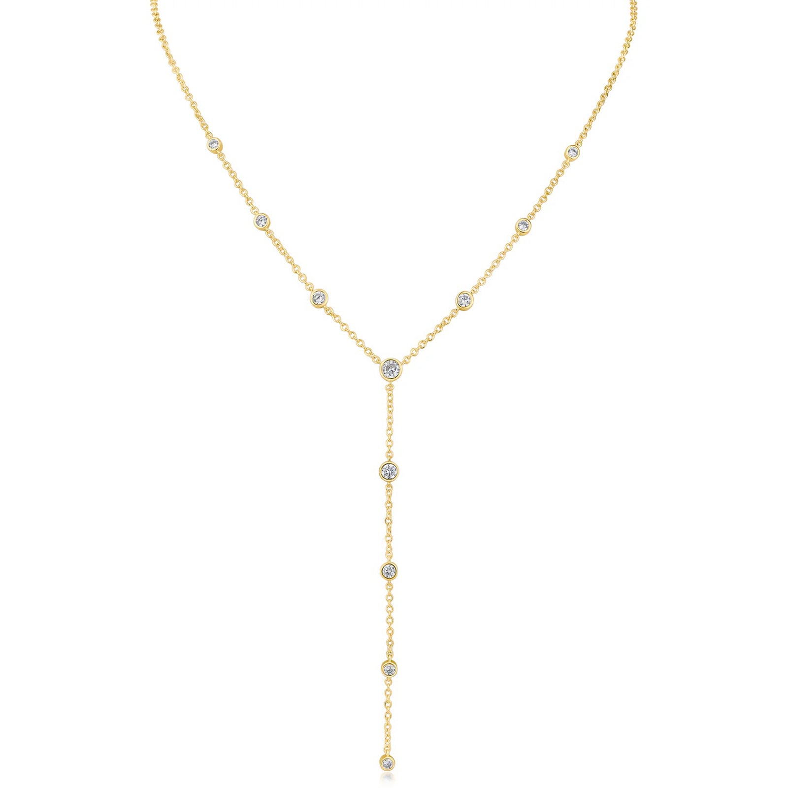 Round CZ Bezel Y-Necklace