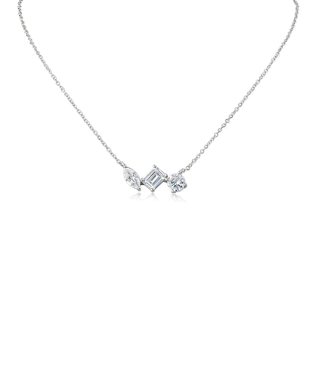 Multi Shape CZ Pendant Necklace