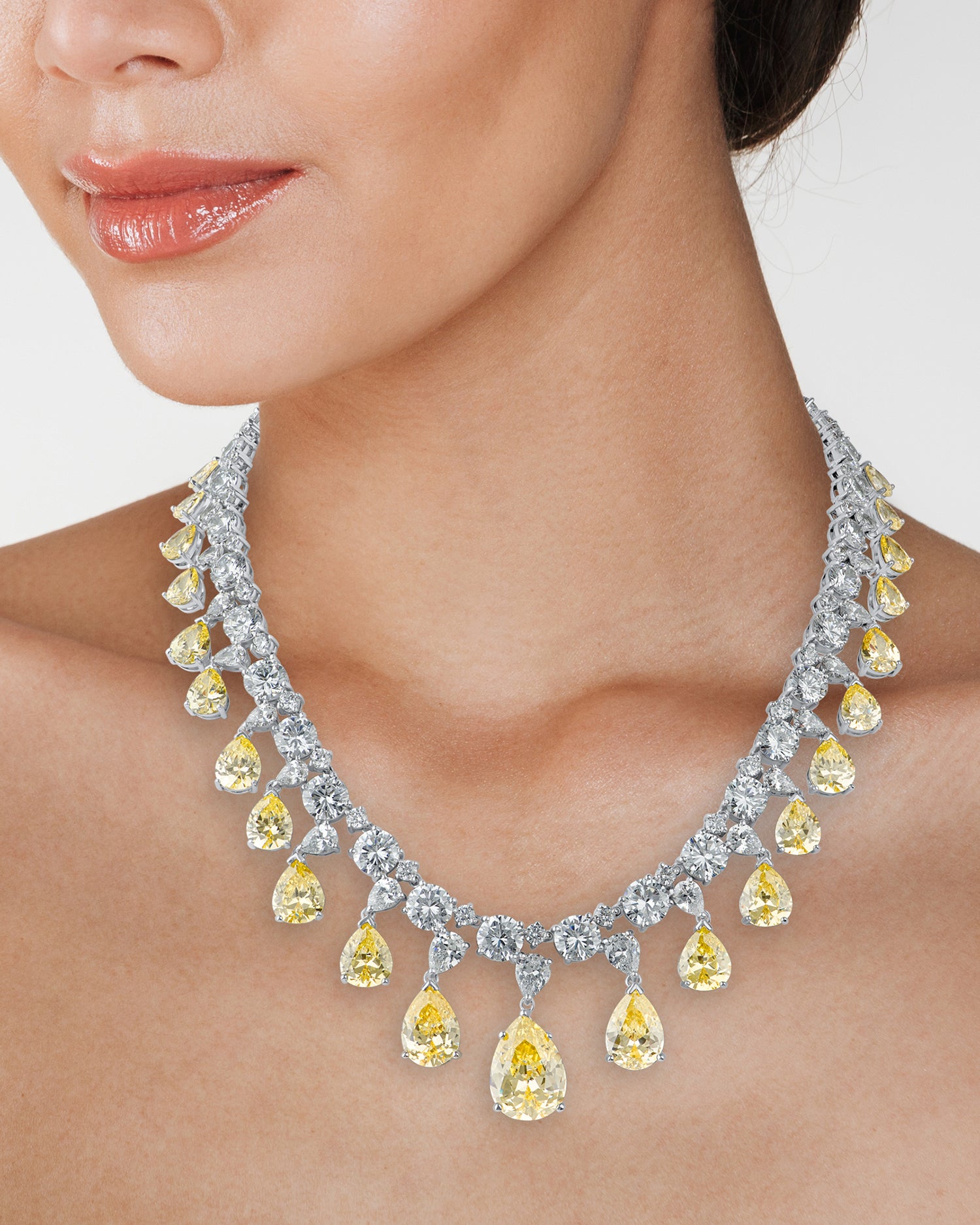 Pear Cut Fringe Cubic Zirconia Necklace