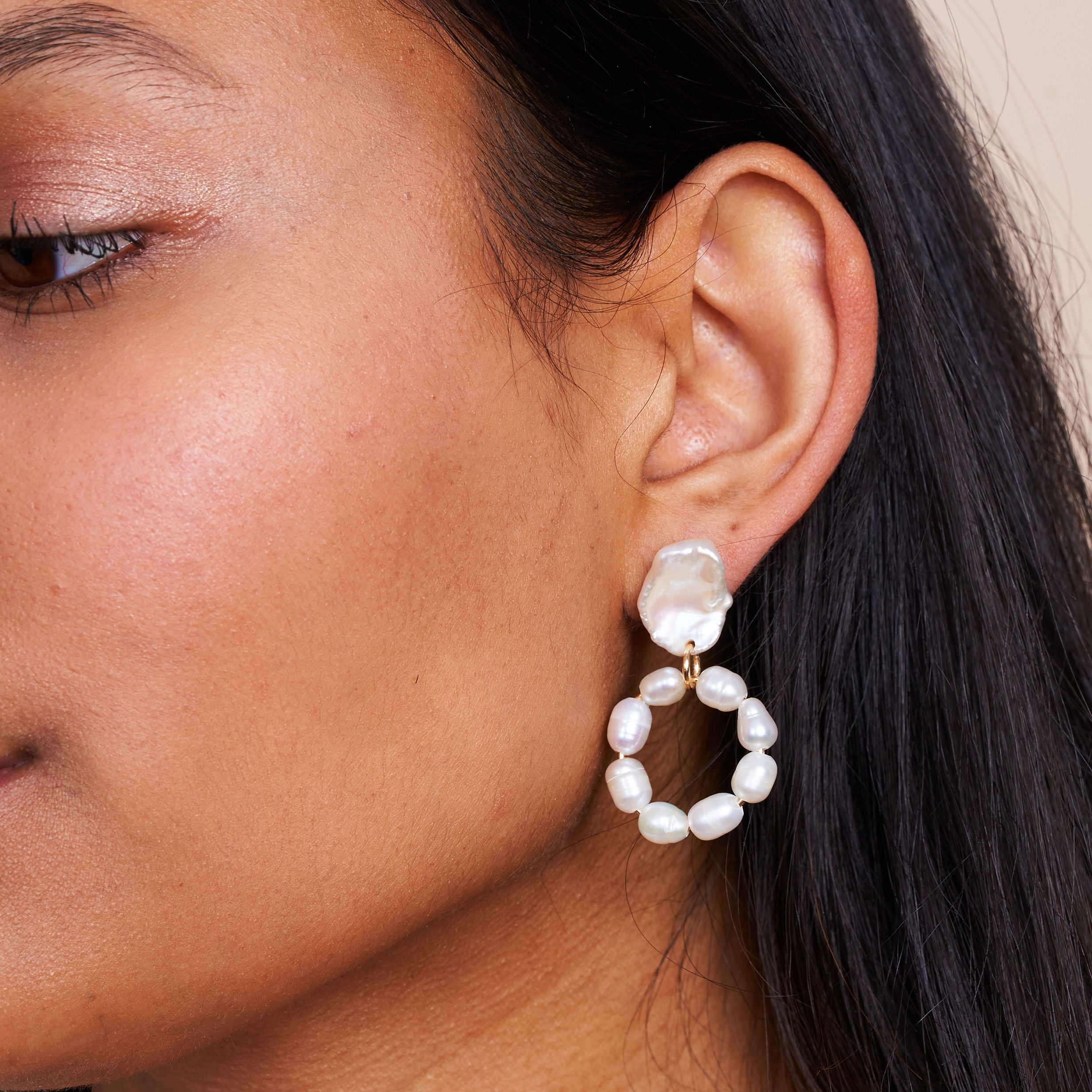 Freshwater Pearl Hoop Pierced Earrings