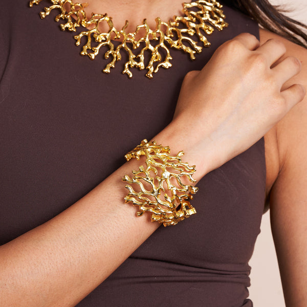 Gold Sea Branch Cuff Bracelet