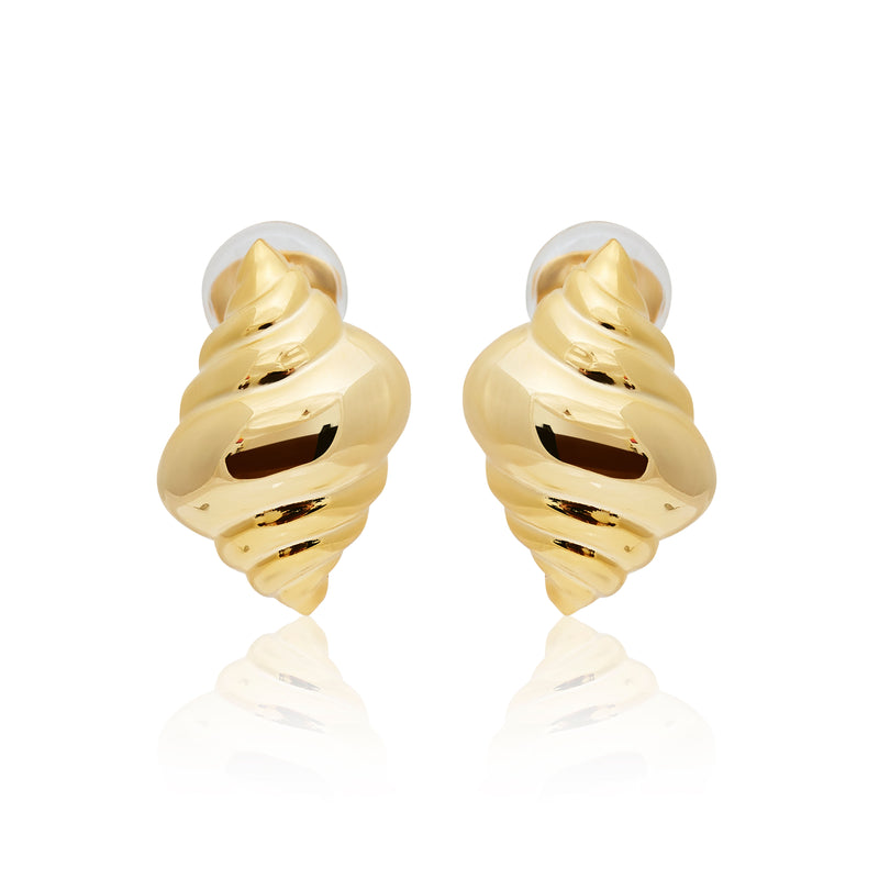 Polished Gold Shell Clip Earrings