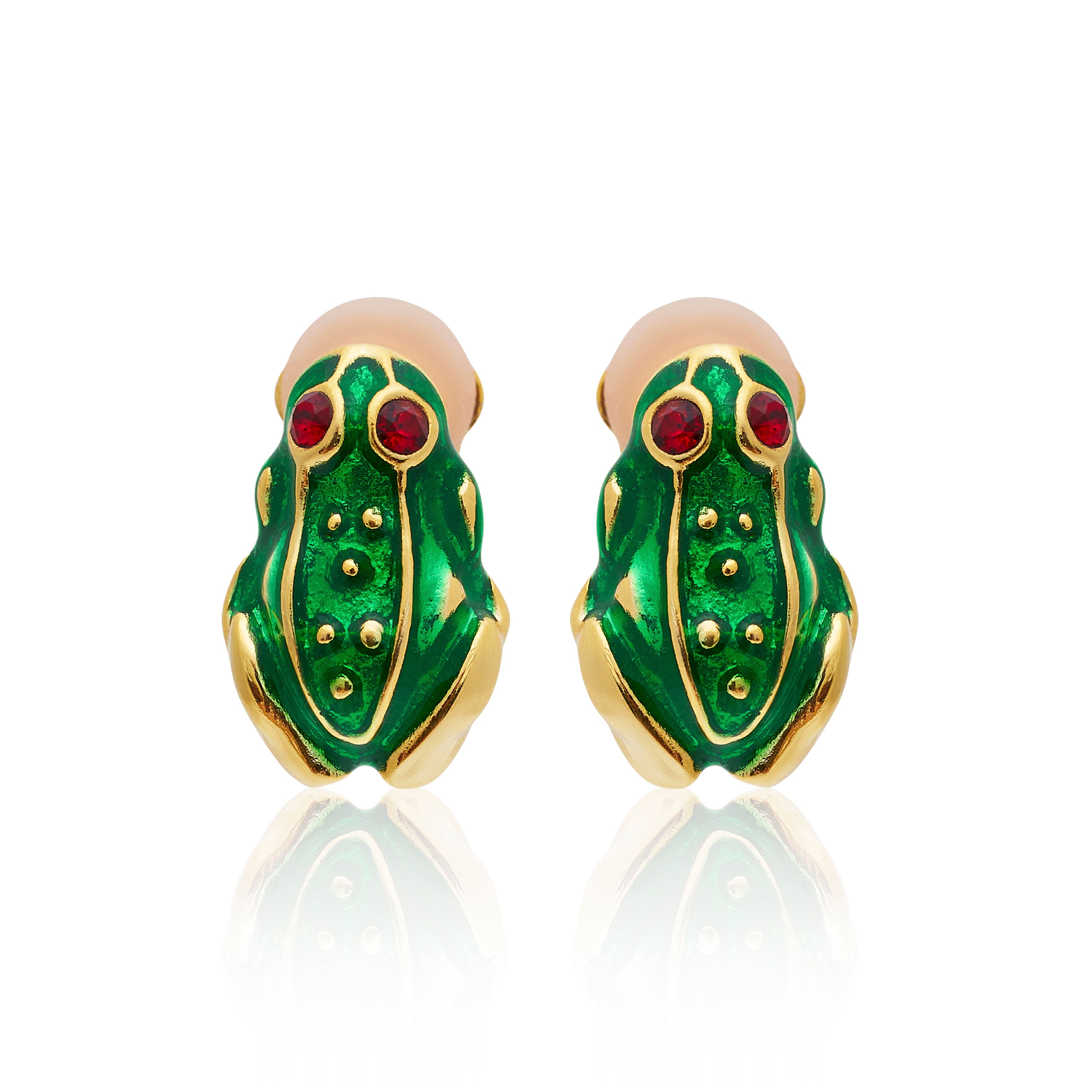 Transparent Green Frog Clip Earrings